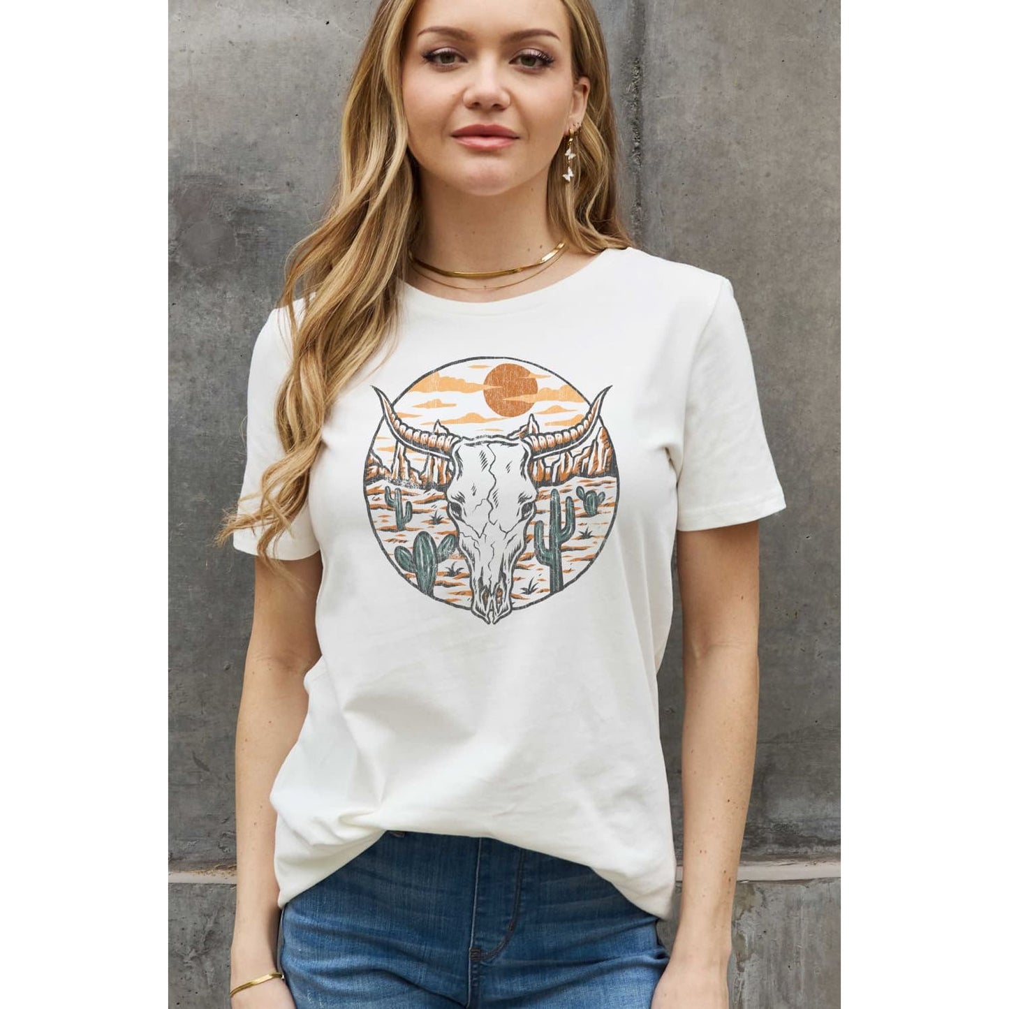 Simply Love Full Size Bull Cactus Graphic Cotton Tee