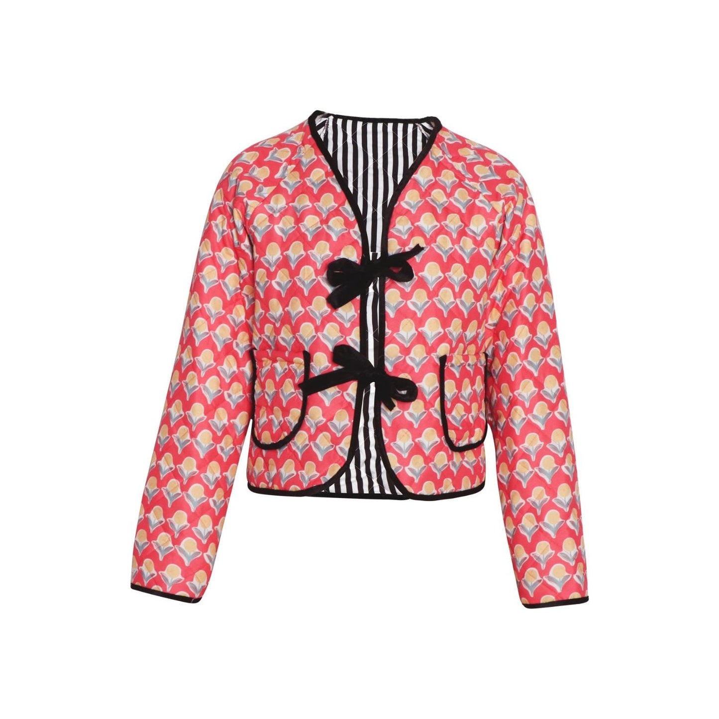 Tied Printed Long Sleeve Jacket