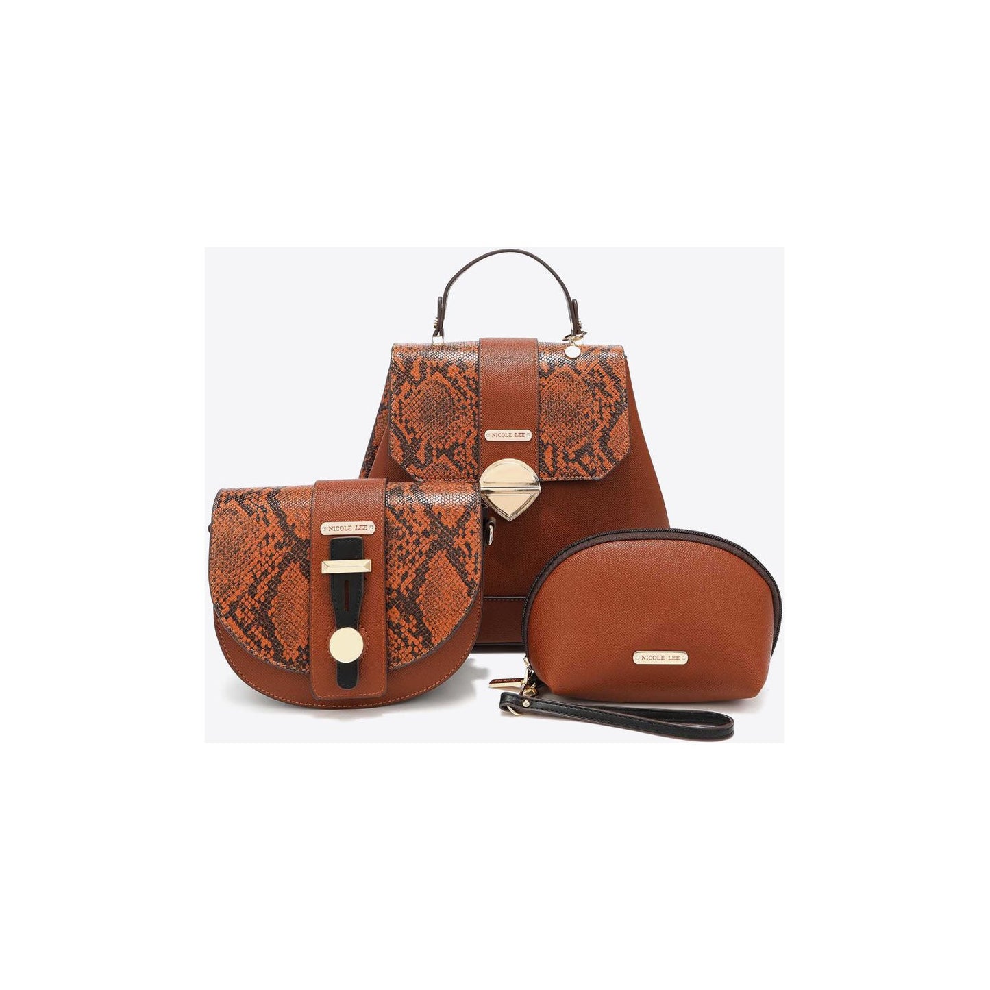 Nicole Lee USA Python 3-Piece Bag Set