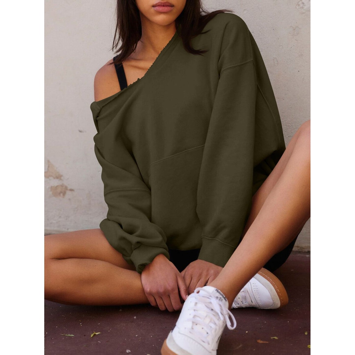 Dropped Shoulder Long Sleeve Hoodie