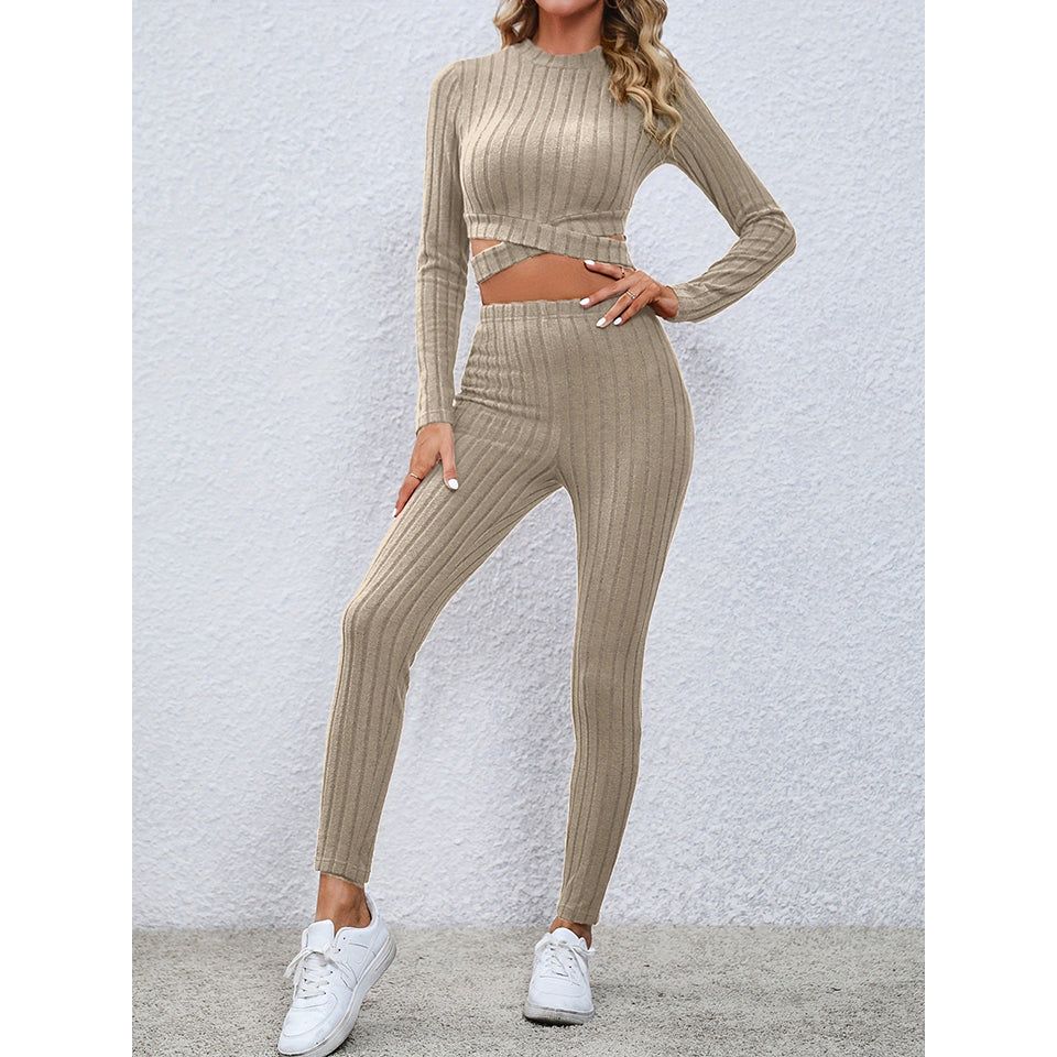 Crisscross Knit Top and Leggings Set