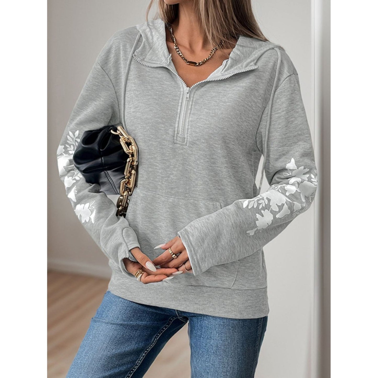 Perfee Half Zip Long Sleeve Hoodie