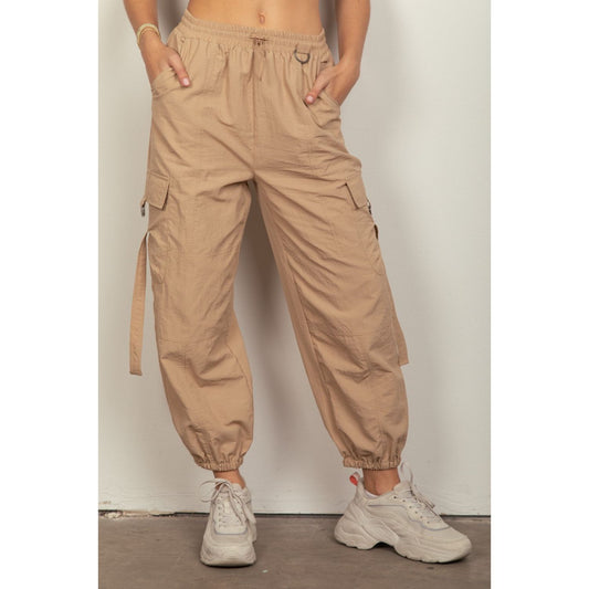 VERY J Elastic Waist Woven Cargo Pants