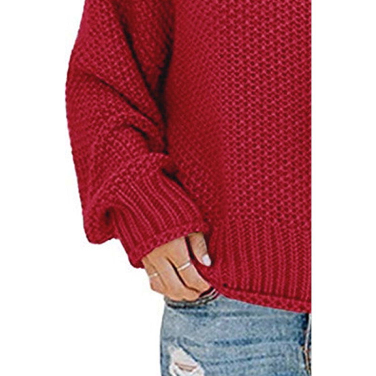 Turtleneck Dropped Shoulder Sweater