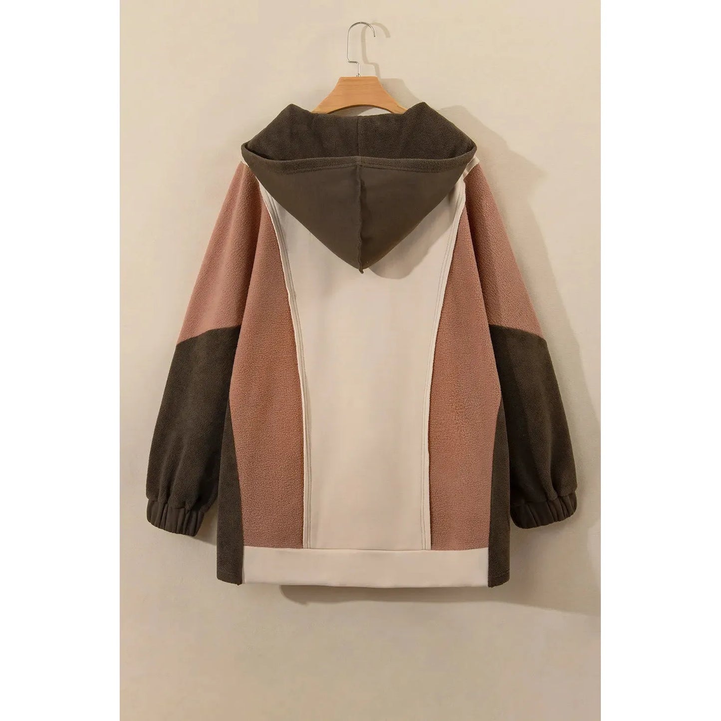 Plus Size Color Block Long Sleeve Hoodie