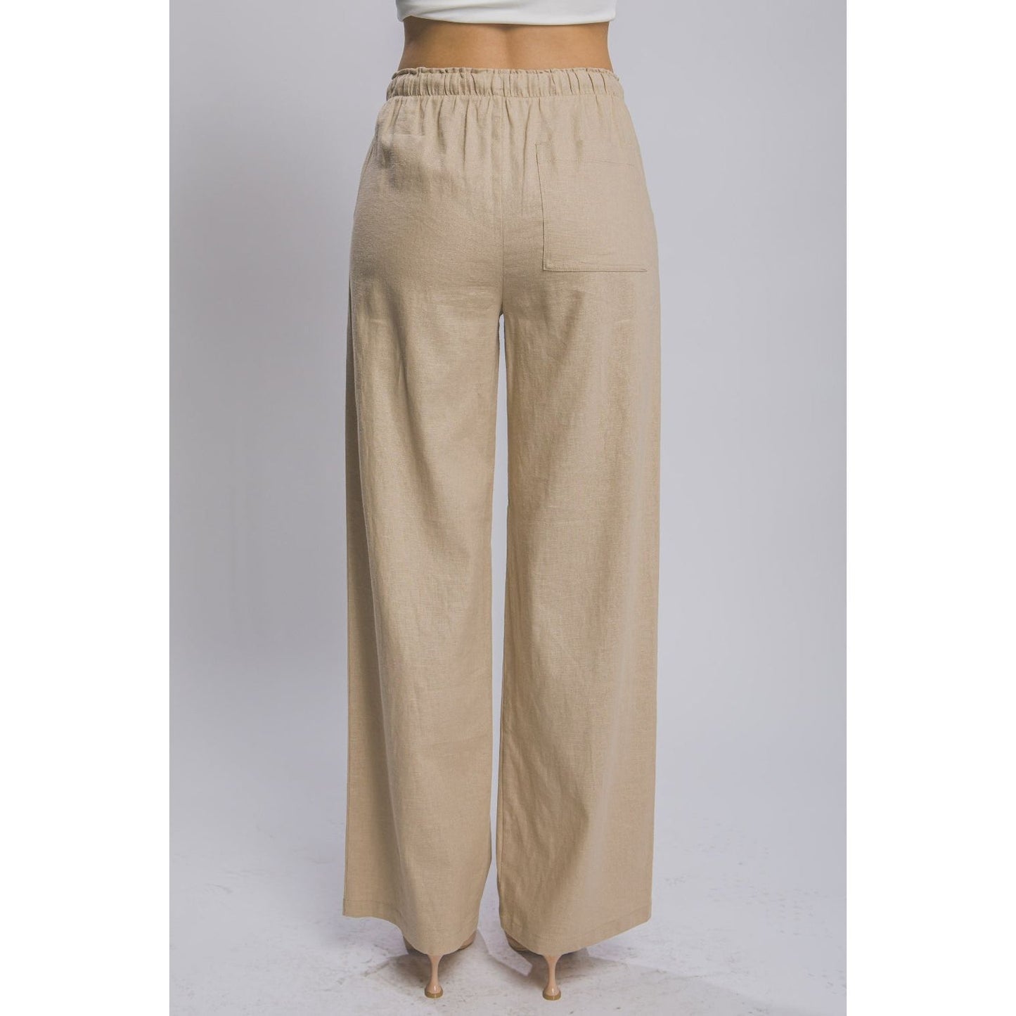 Love Tree Drawstring Wide Leg Pants with Pockets