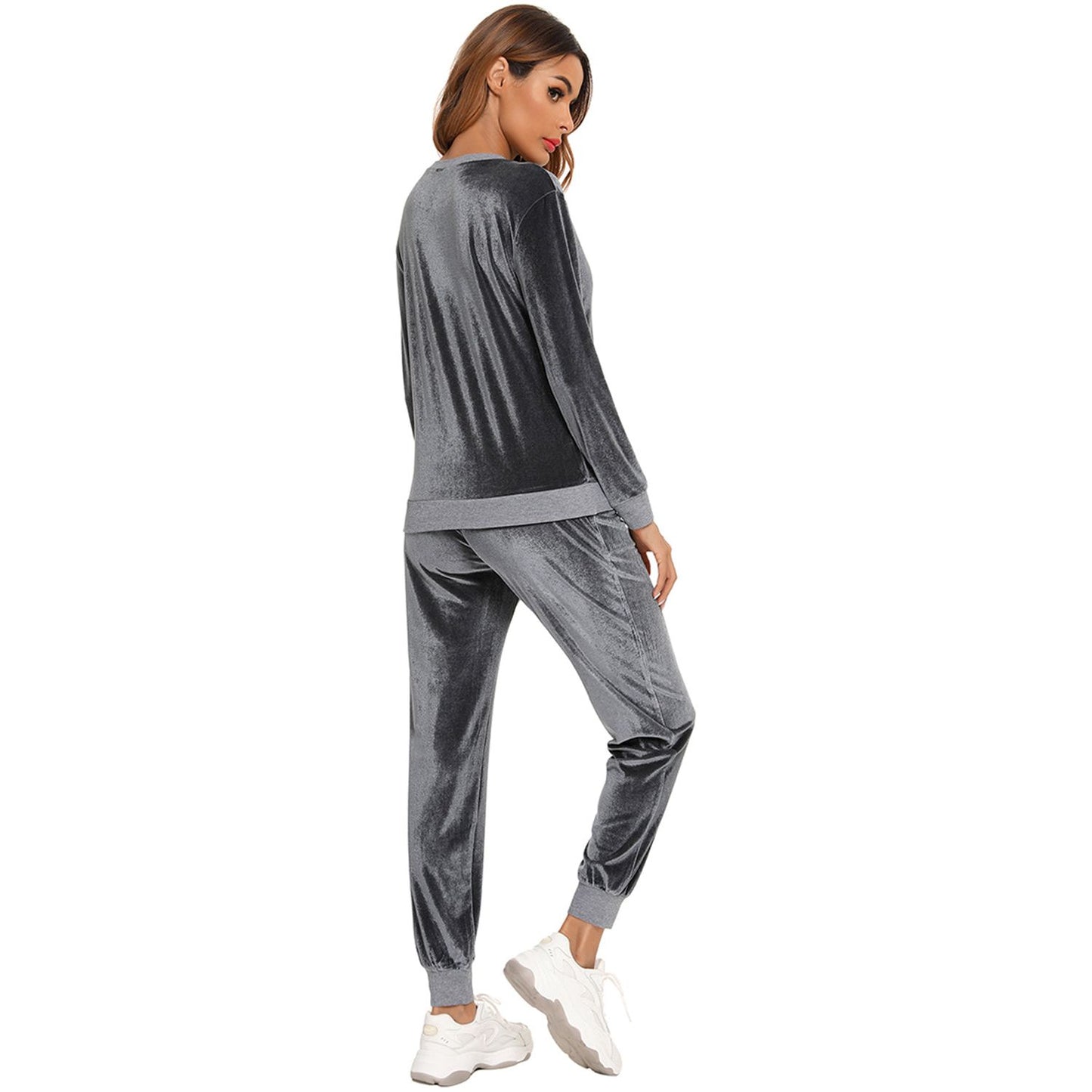 Round Neck Long Sleeve Loungewear Set with Pockets