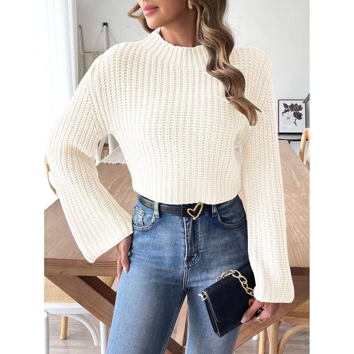 Mock Neck Long Sleeve Sweater