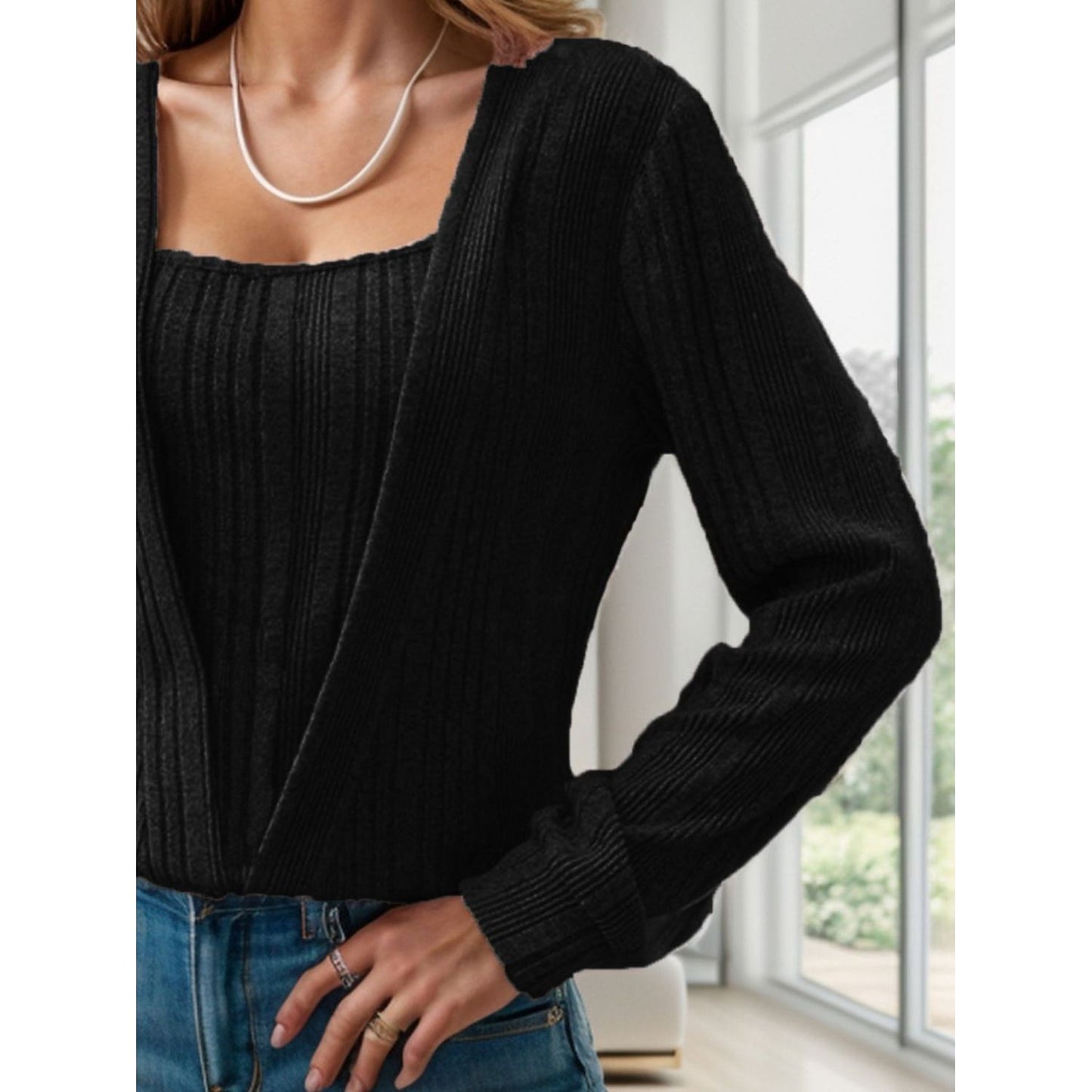 Square Neck Long Sleeve T-Shirt