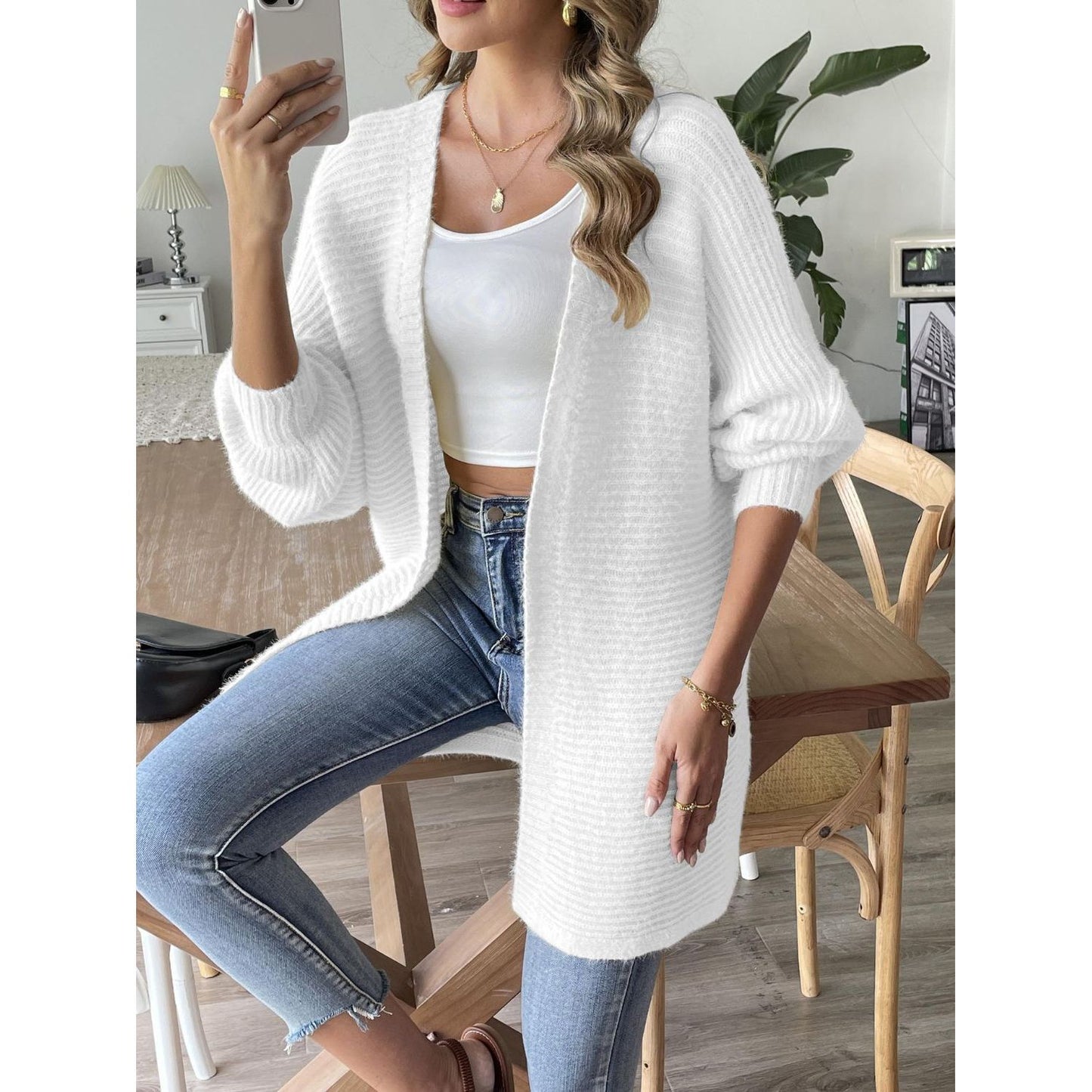 Open Front Long Sleeve Cardigan