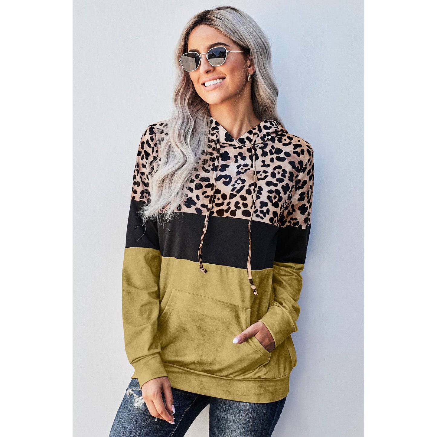 Leopard Color Block Hoodie