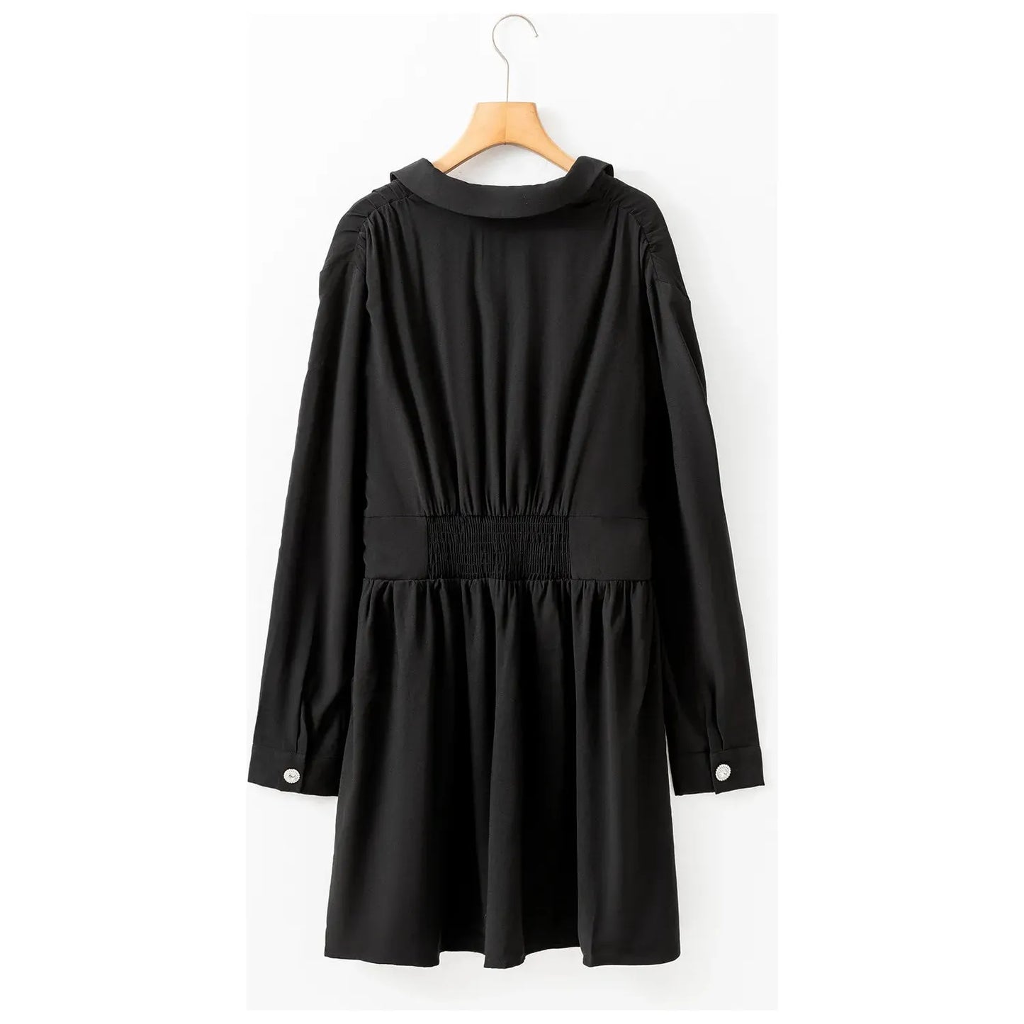 Ruched Button Up Long Sleeve Dress