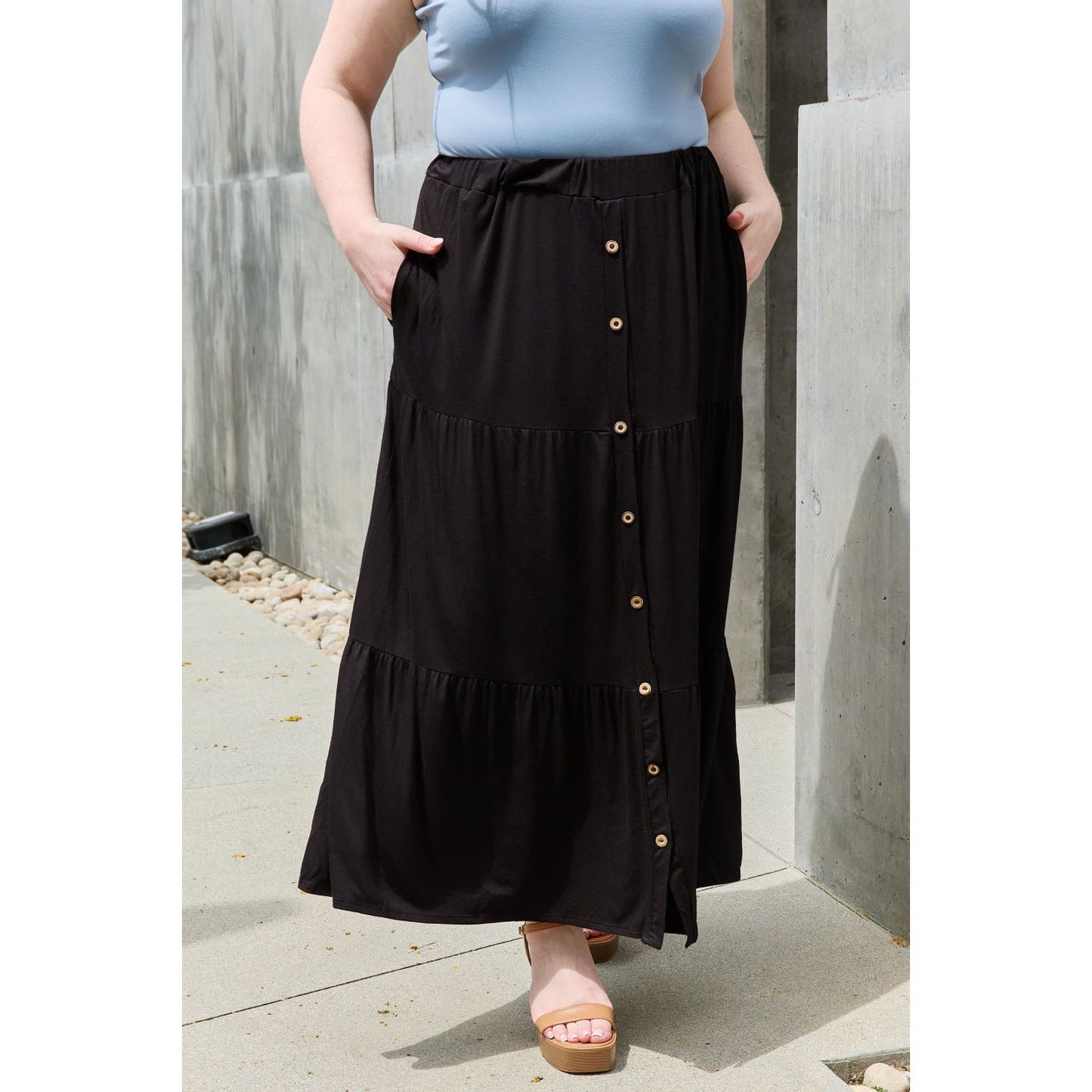 Heimish So Easy Full Size Solid Maxi Skirt