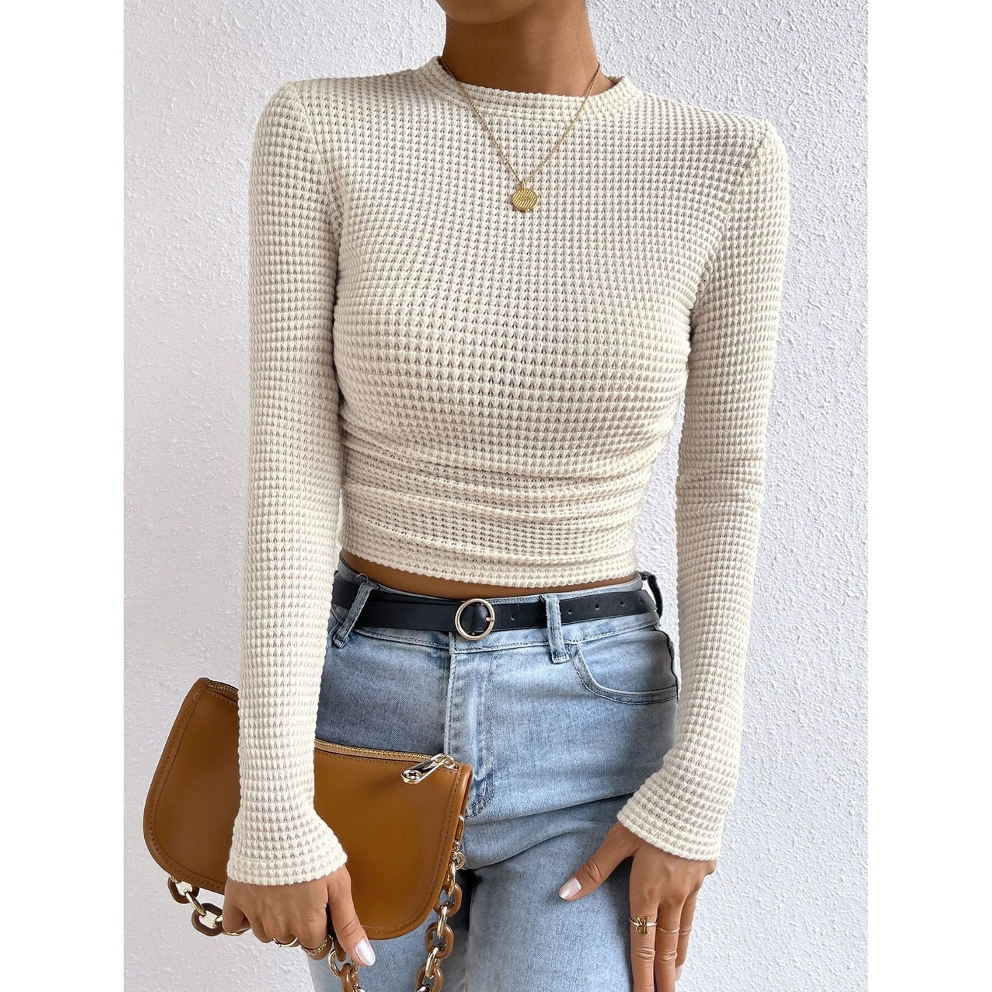 Honey Round Neck Long Sleeve T-Shirt