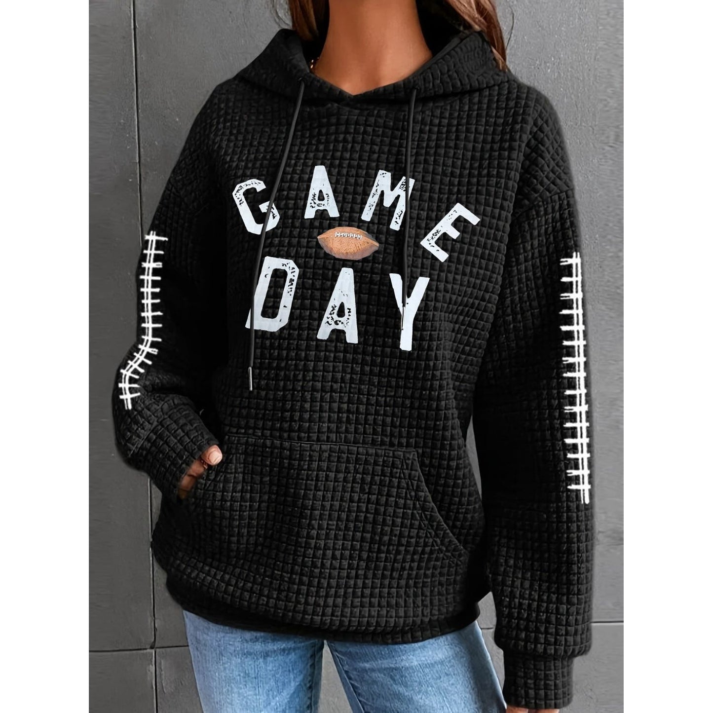 GAME DAY Football Drawstring Long Sleeve Hoodie