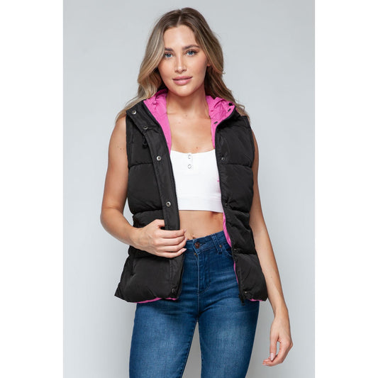 Snobbish Snap and Zip Closure Hooded Vest