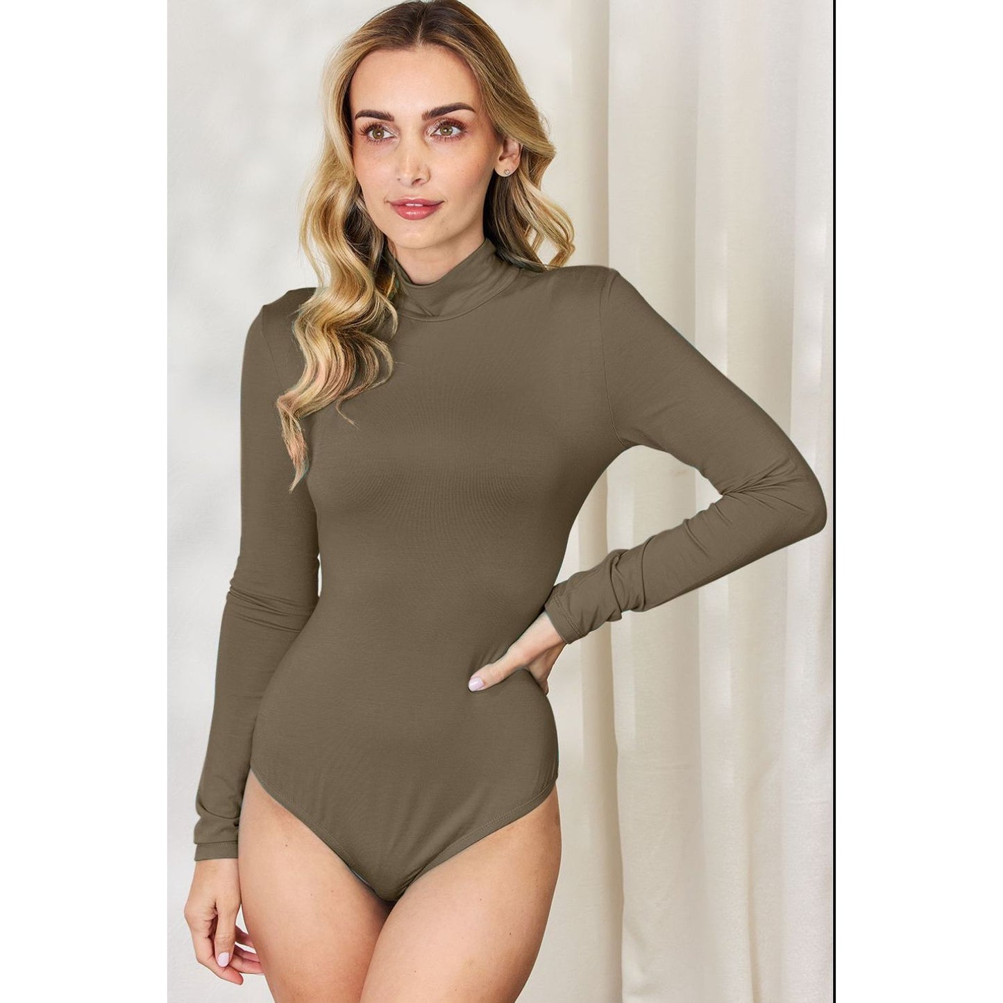 Basic Bae Full Size Mock Neck Long Sleeve Bodysuit