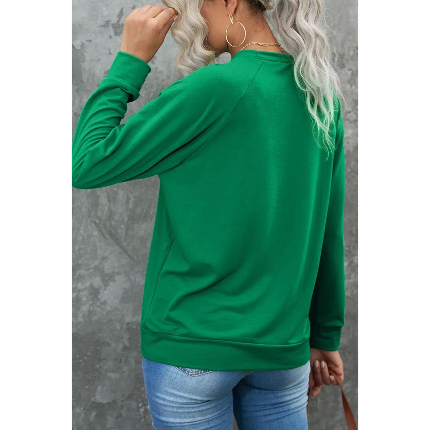 Candy Cane Round Neck Long Sleeve Sweatshirt