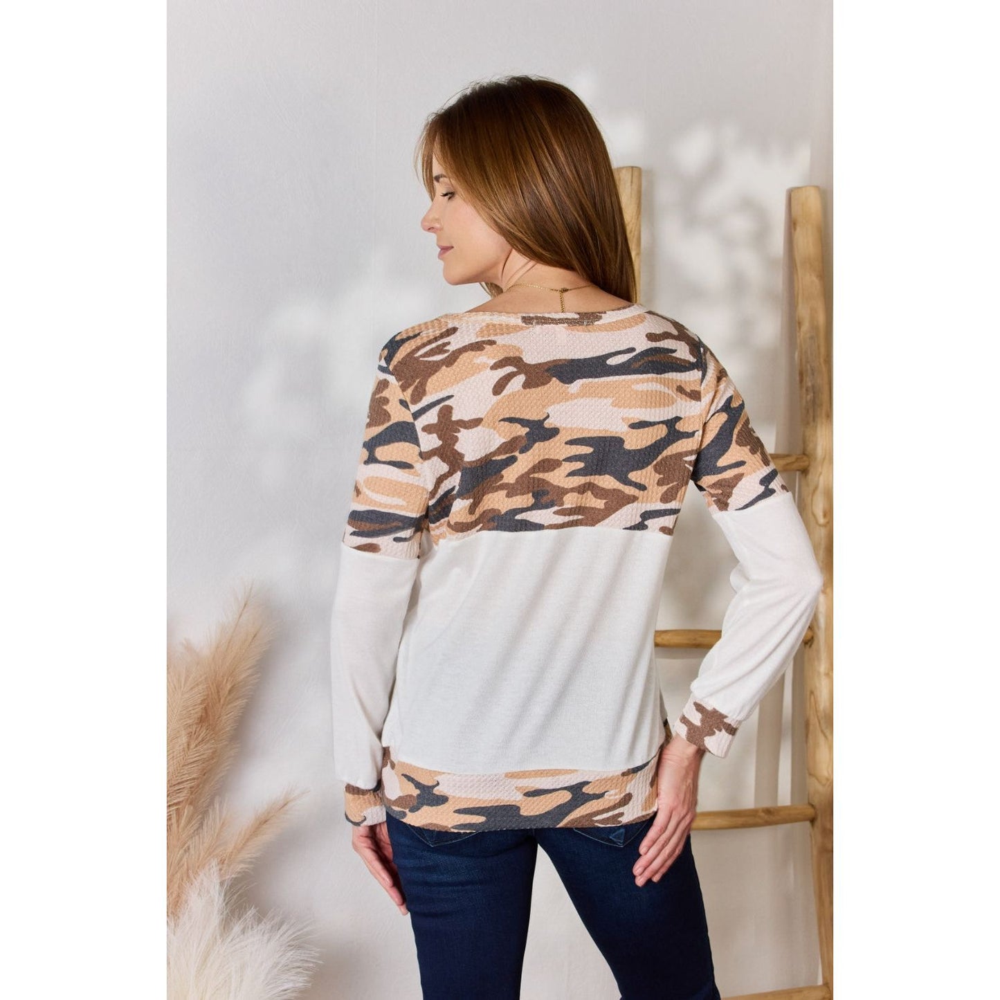 Hailey & Co Full Size Printed Round Neck Blouse