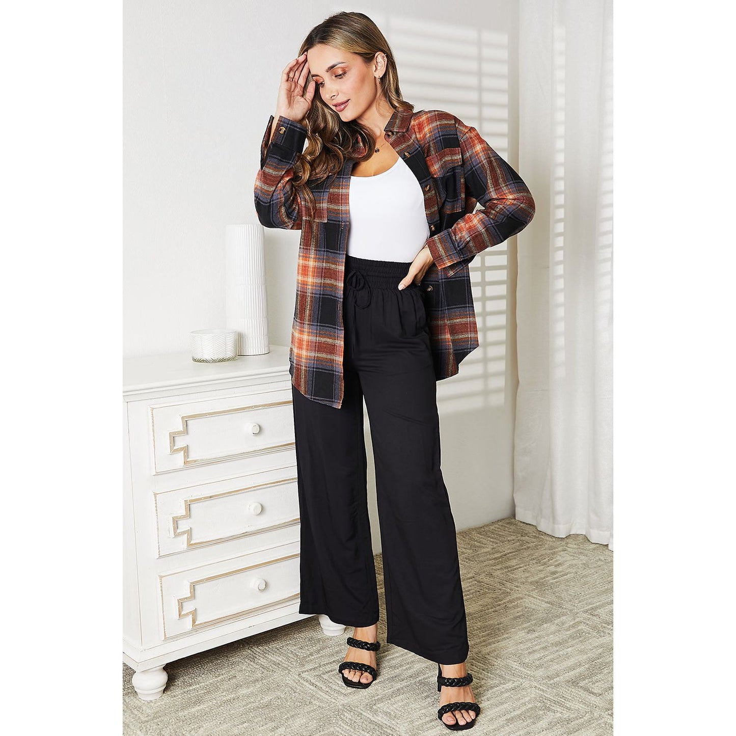 Plaid Dropped Shoulder Shirt