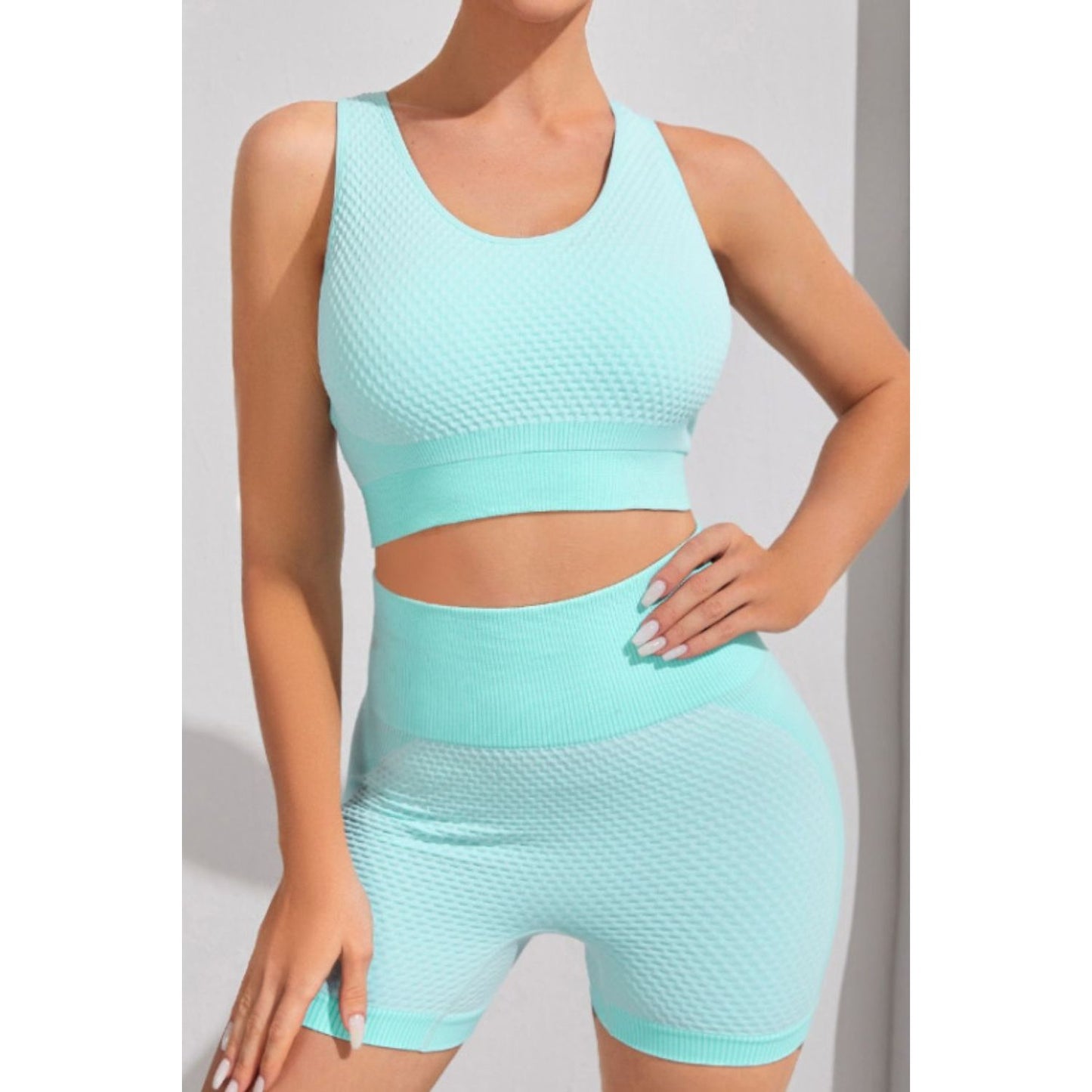 Round Neck Sports Bra and Shorts Set