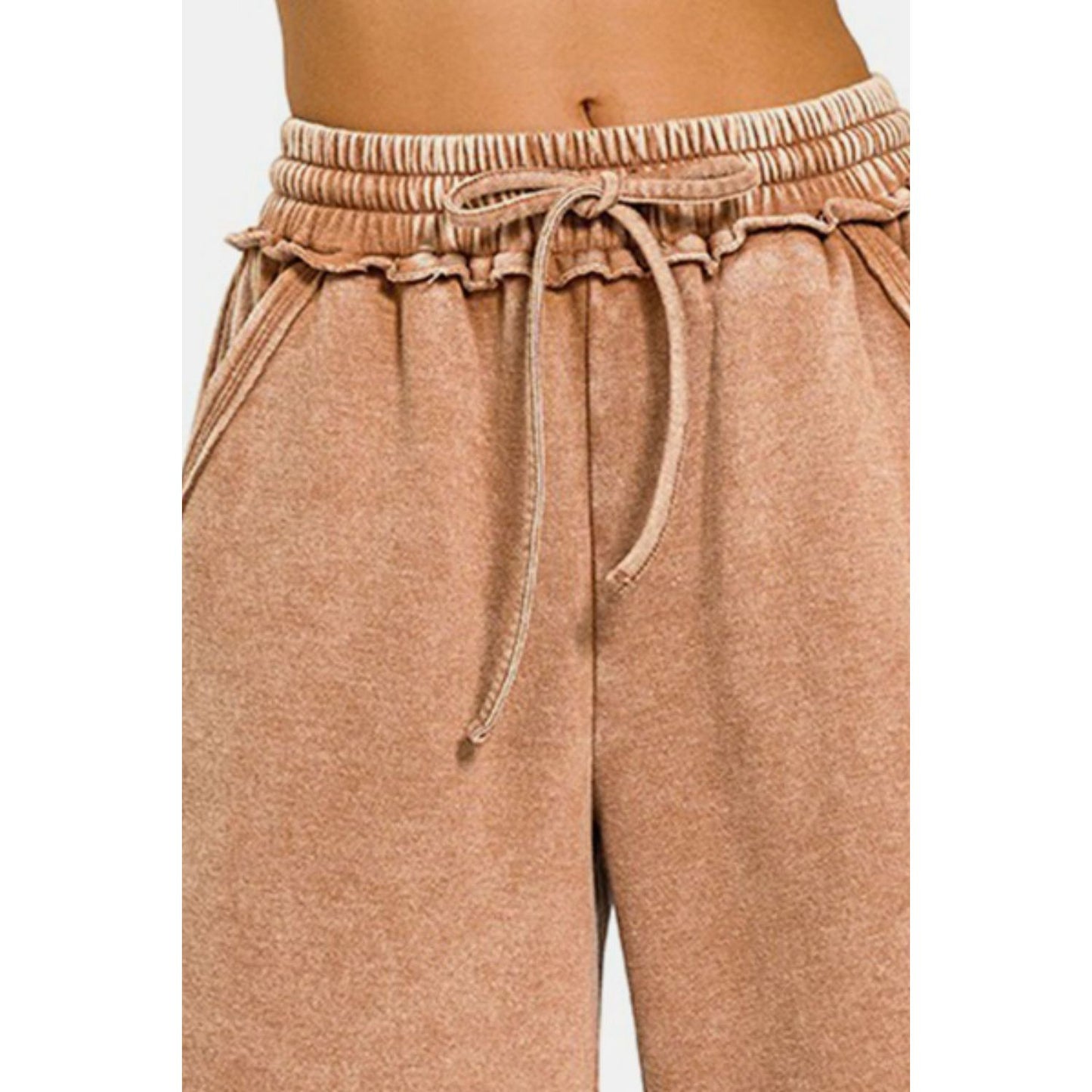 Zenana Acid Wash Fleece Wide Leg Pants