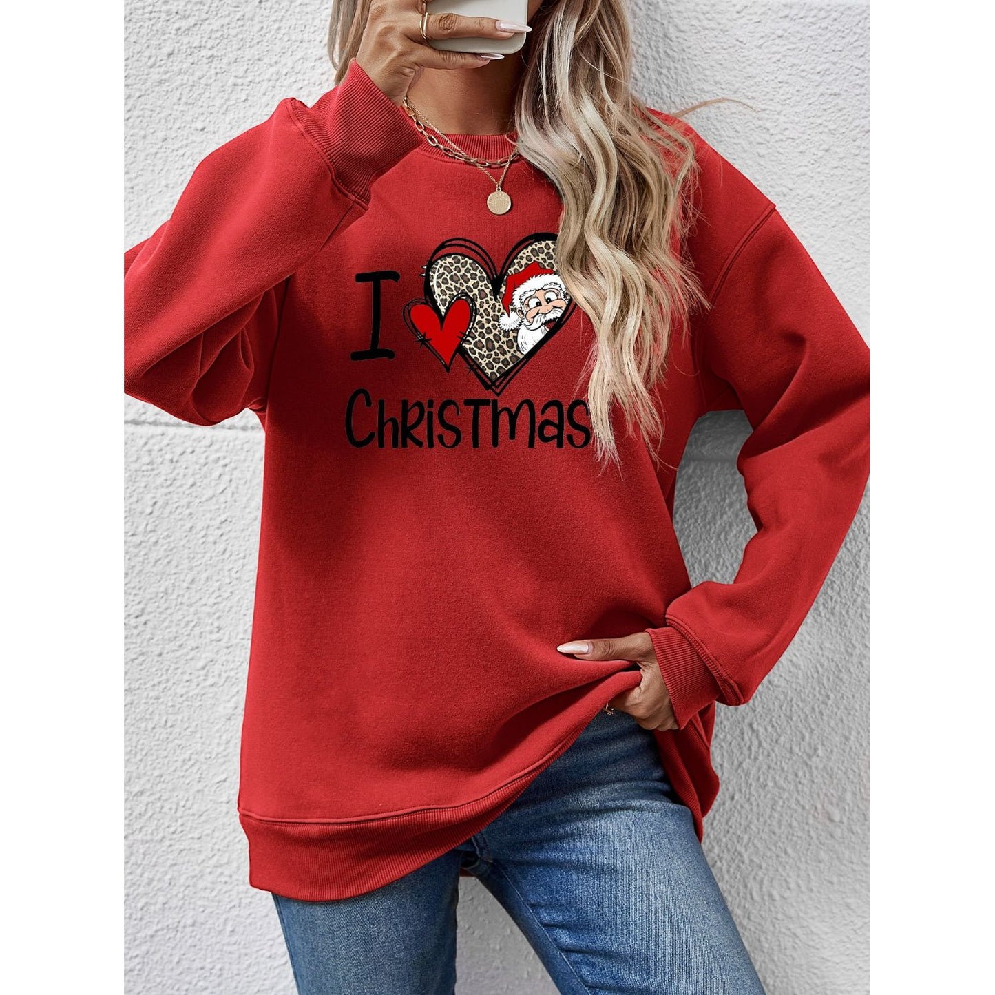 CHRISTMAS Graphic Round Neck Sweatshirt