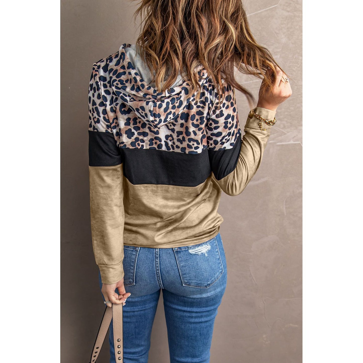 Leopard Color Block Hoodie