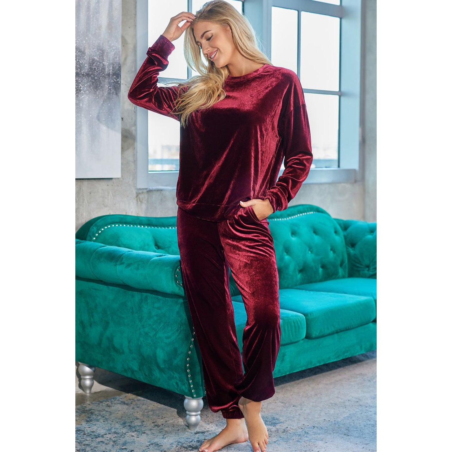 Long Sleeve Top and Pants Lounge Set