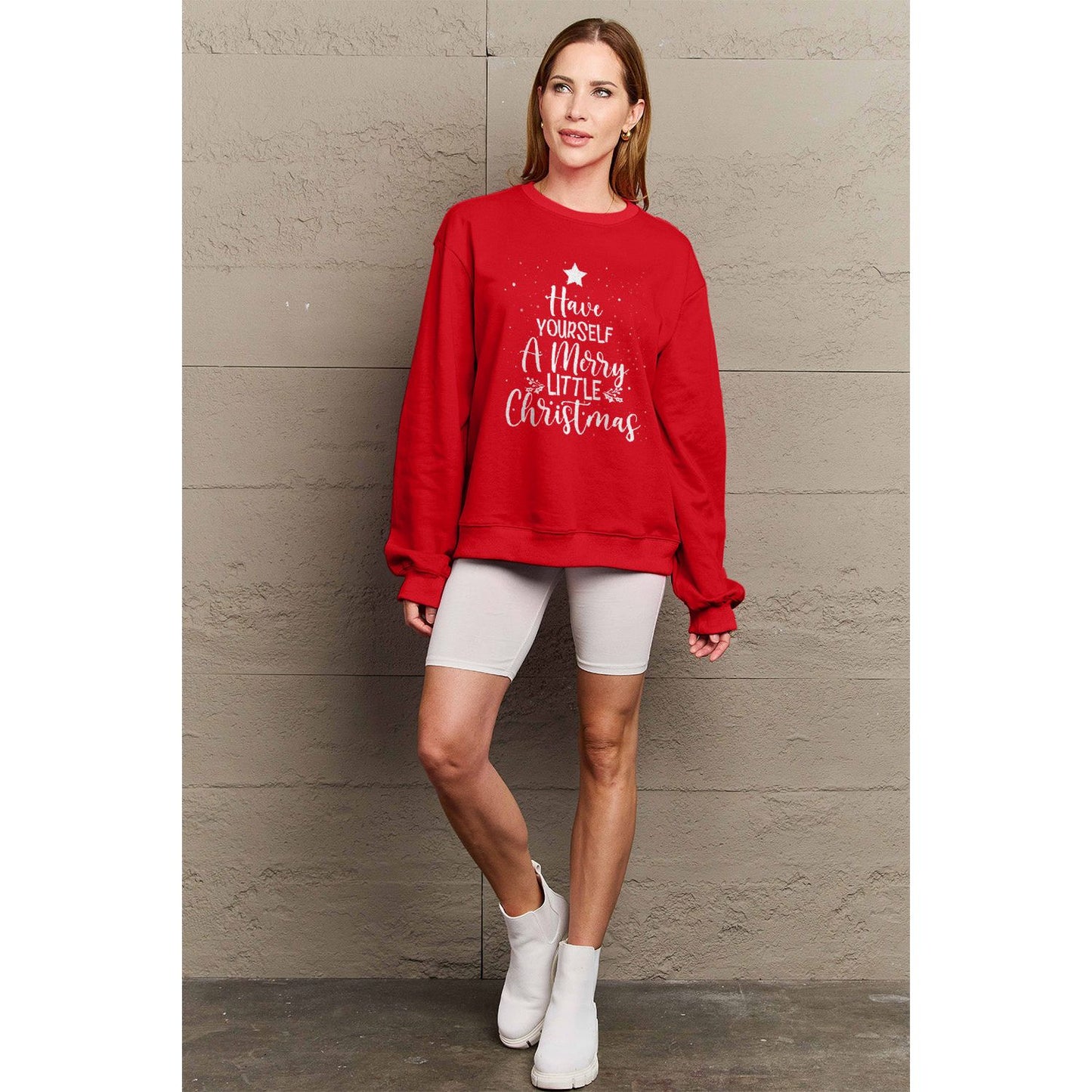 Simply Love Full Size HAVE YOURSELF A MERRY LITTLE CHRISTMAS Round Neck Sweatshirt