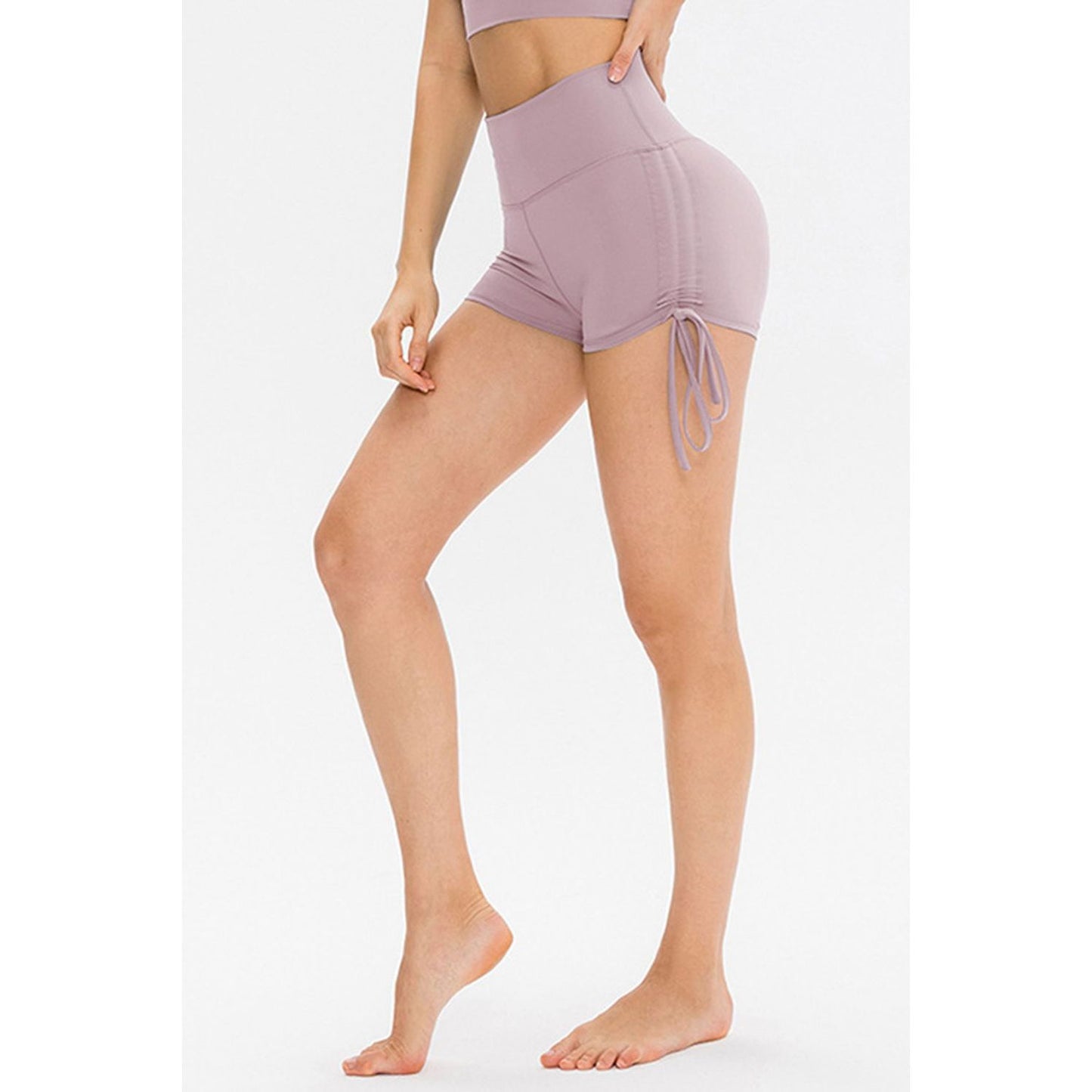 Drawstring Wide Waistband Side Tie Sports Shorts