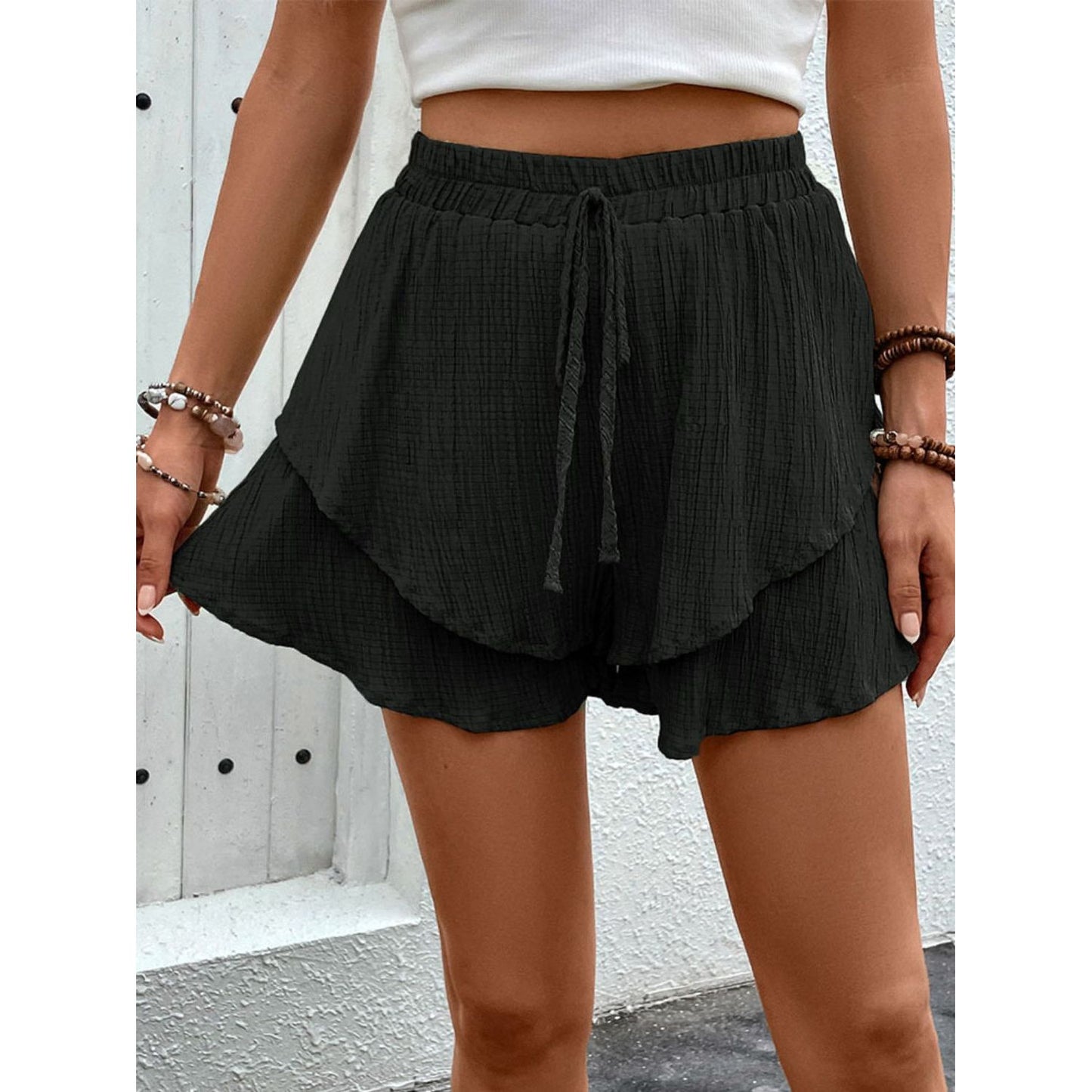 Perfee Tied Layered High Waist Shorts