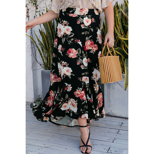 Plus Size Floral High-Rise Skirt