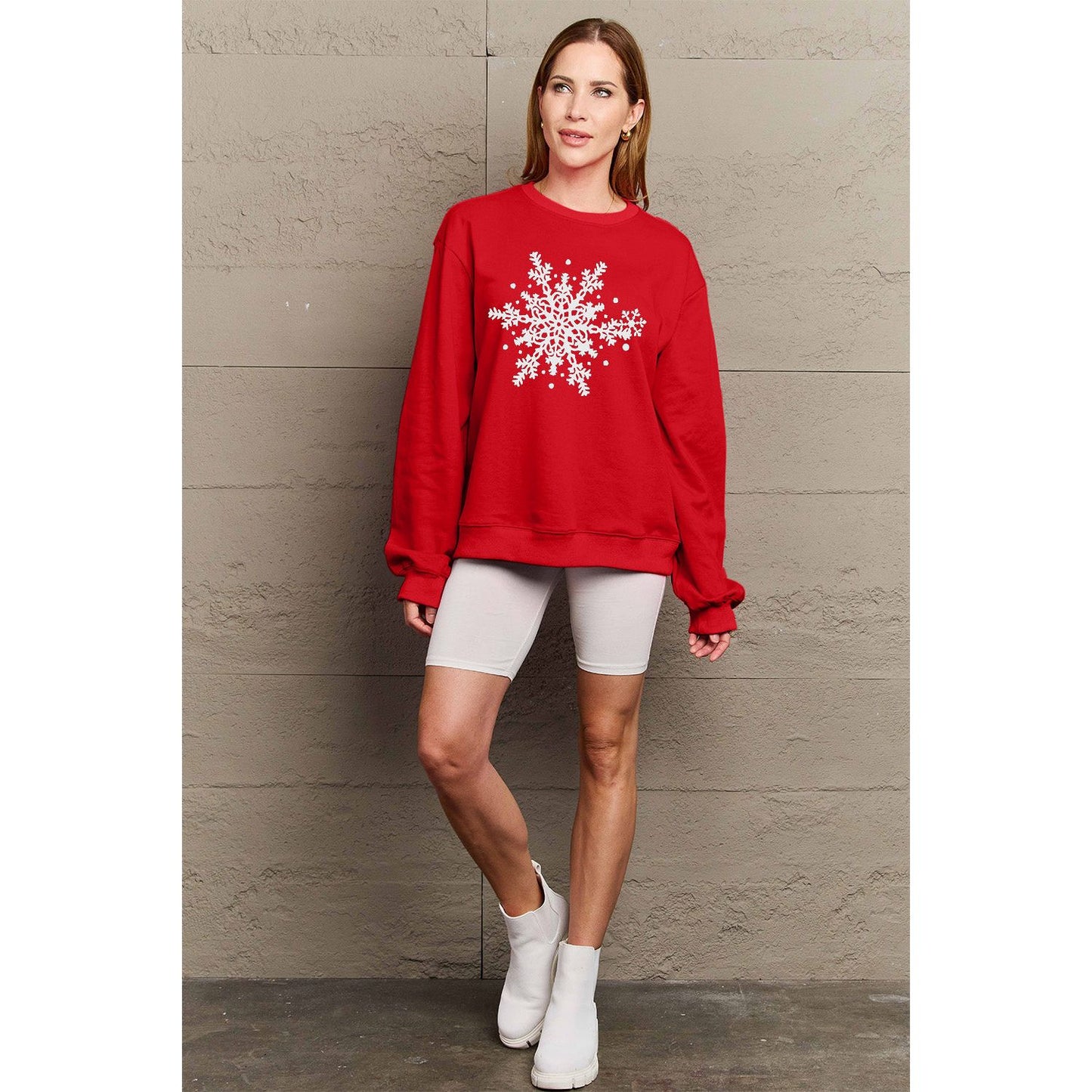 Simply Love Full Size Snowflake Graphic Sweatshirt