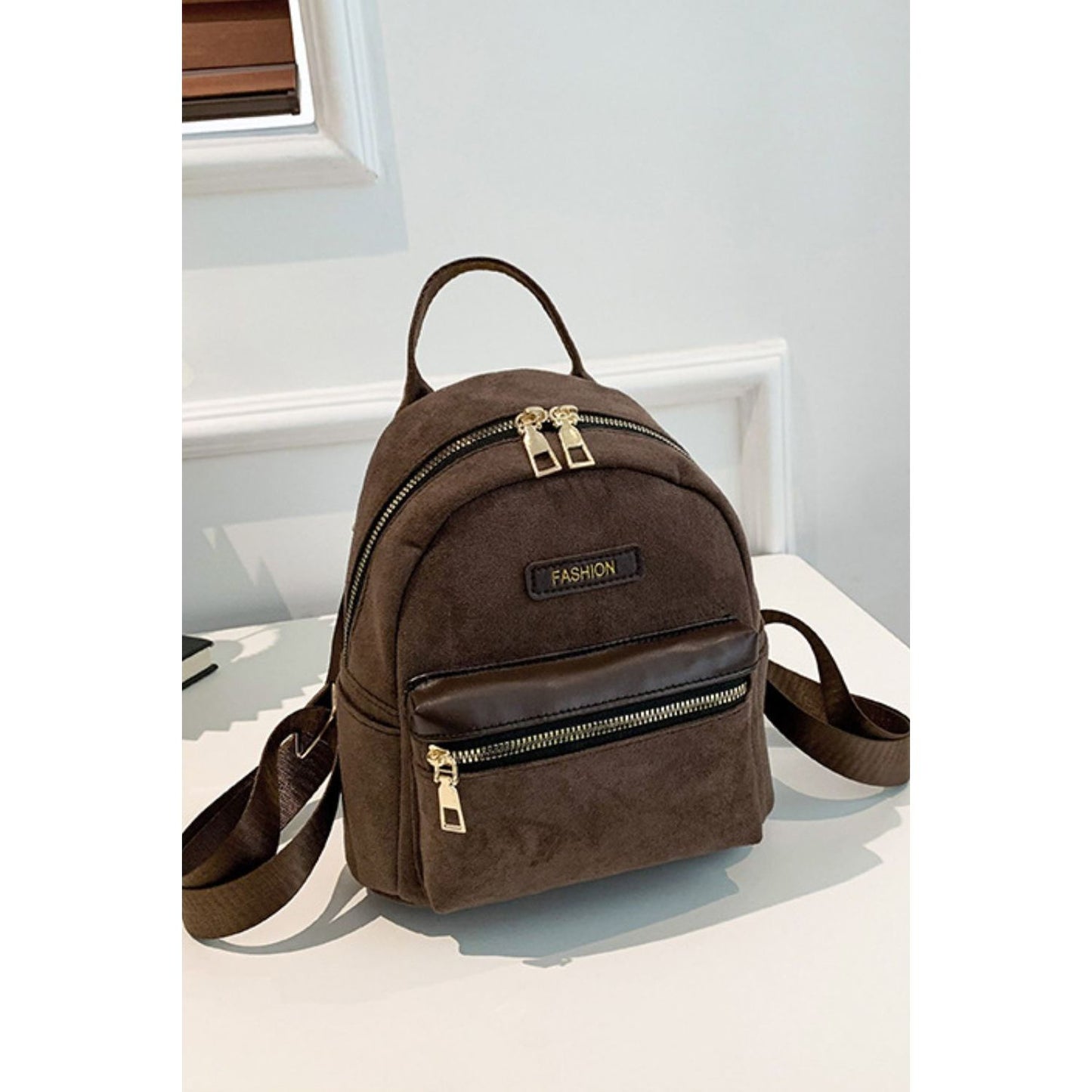 Suede Adjustable Strap Backpack Bag