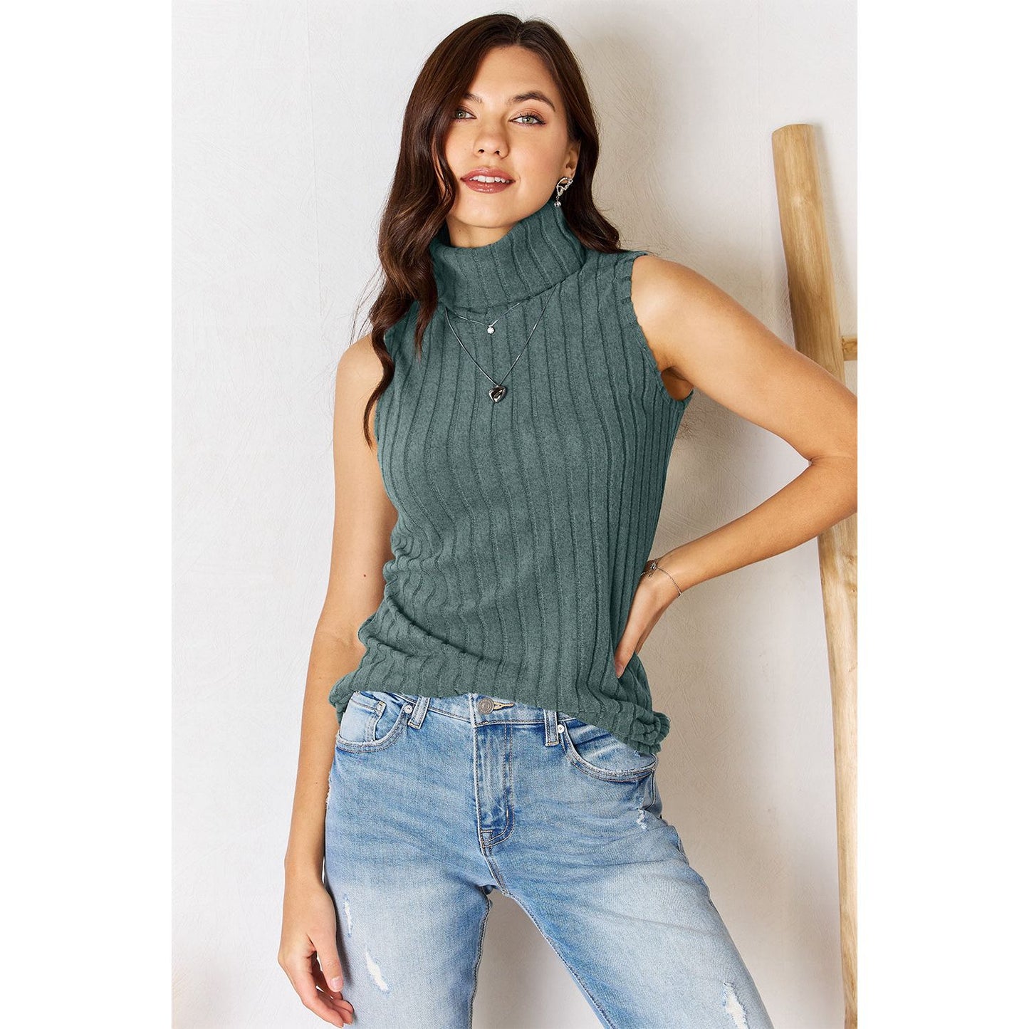 Basic Bae Full Size Ribbed Turtleneck Tank