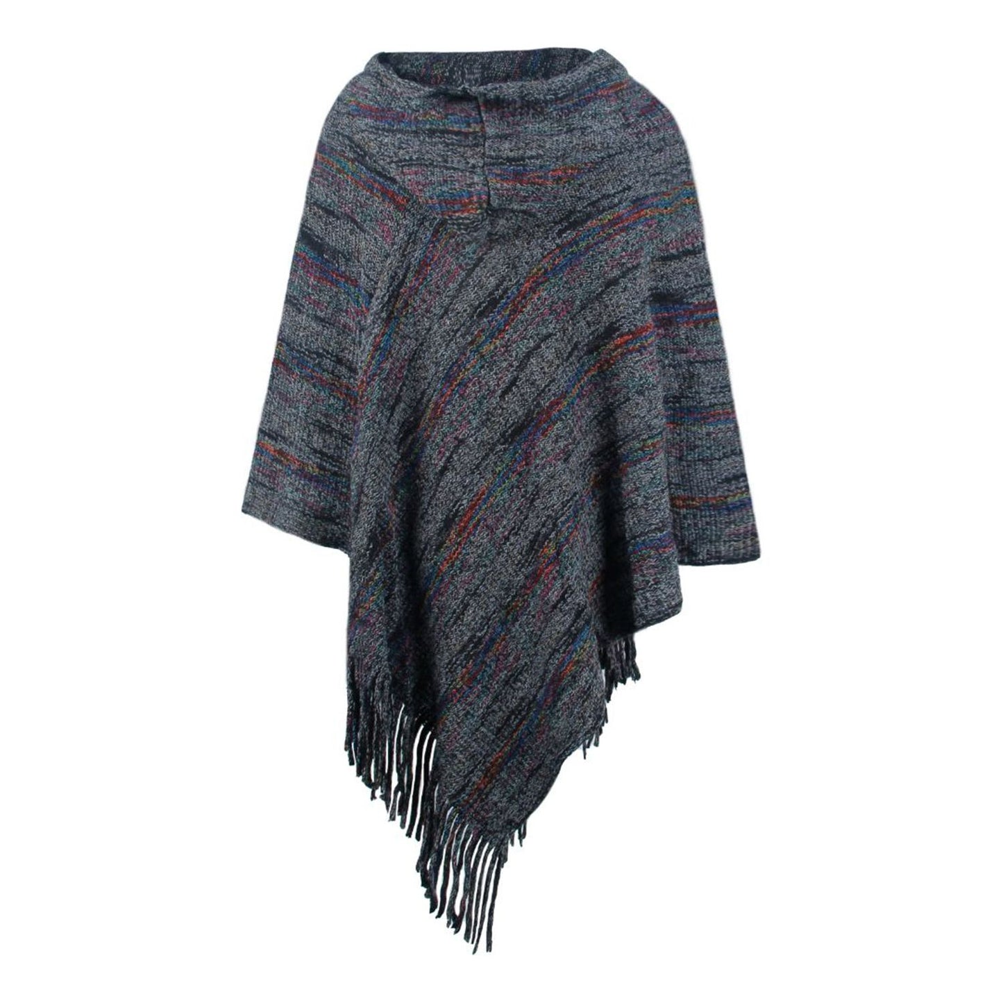 Fringe Hem Hooded Poncho