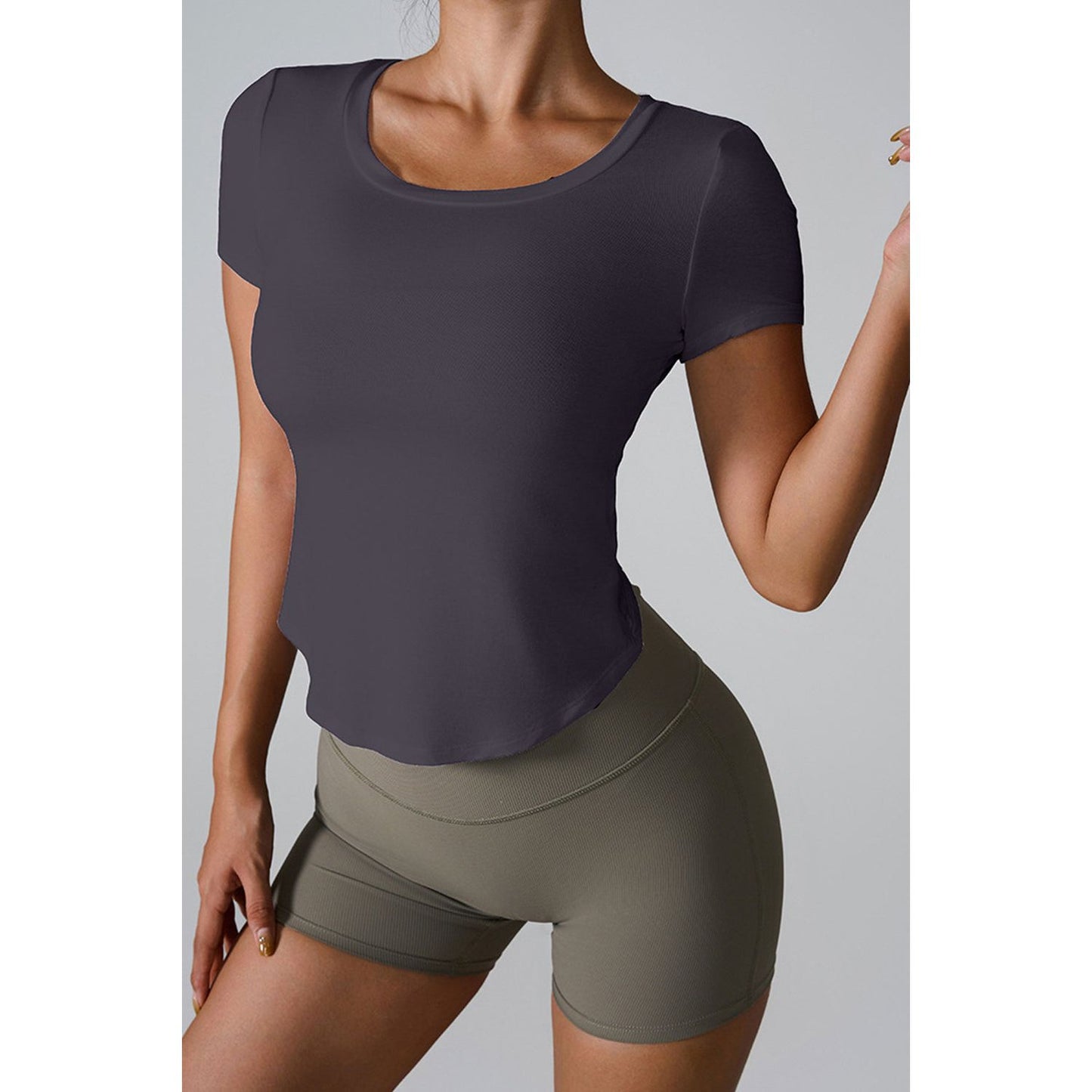 Cutout Round Neck Short Sleeve Active T-Shirt