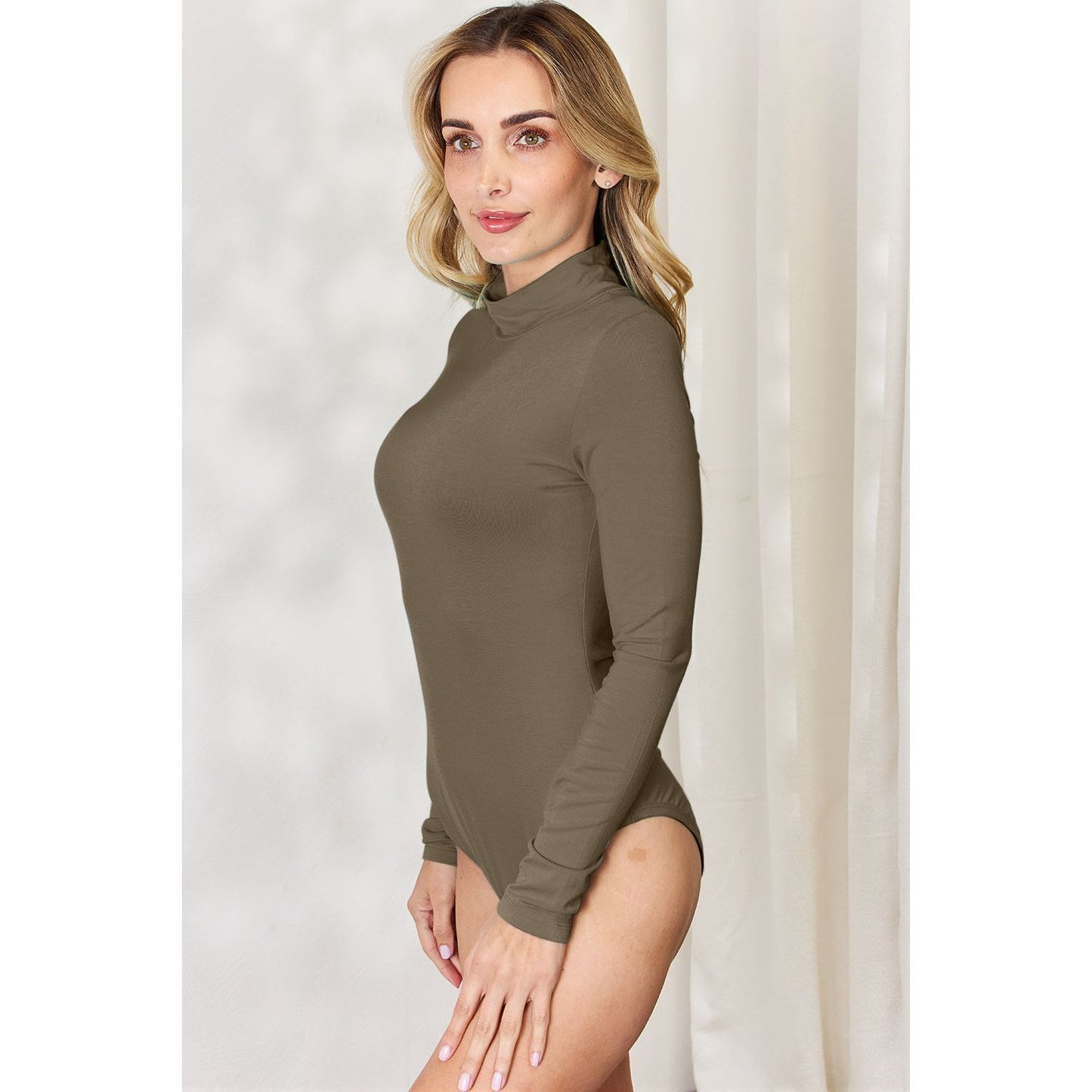 Basic Bae Full Size Mock Neck Long Sleeve Bodysuit