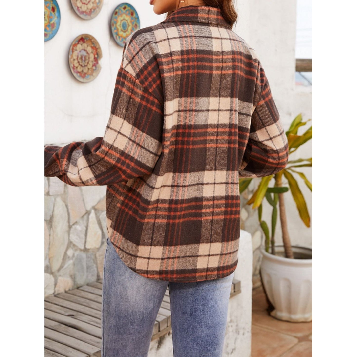 Plaid Button Up Long Sleeve Jacket