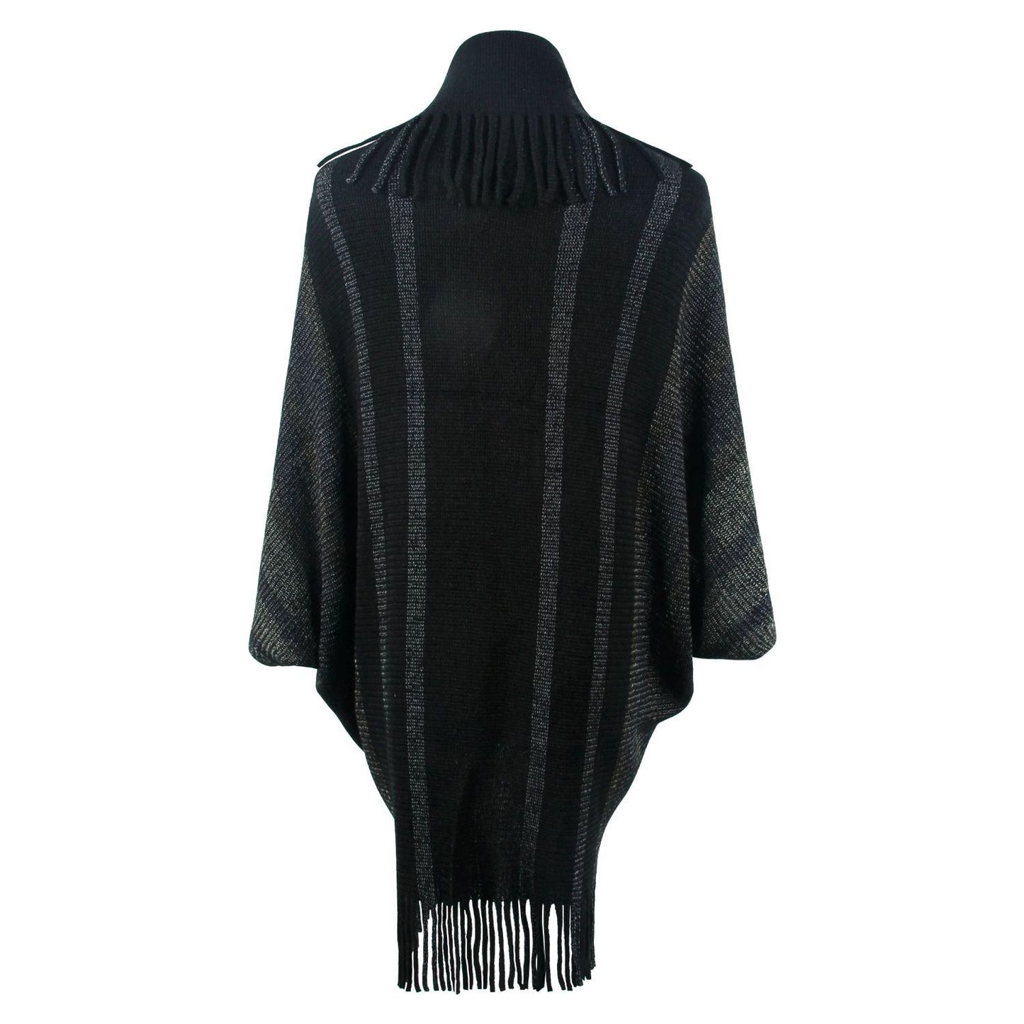 Fringe Detail Open Front Poncho