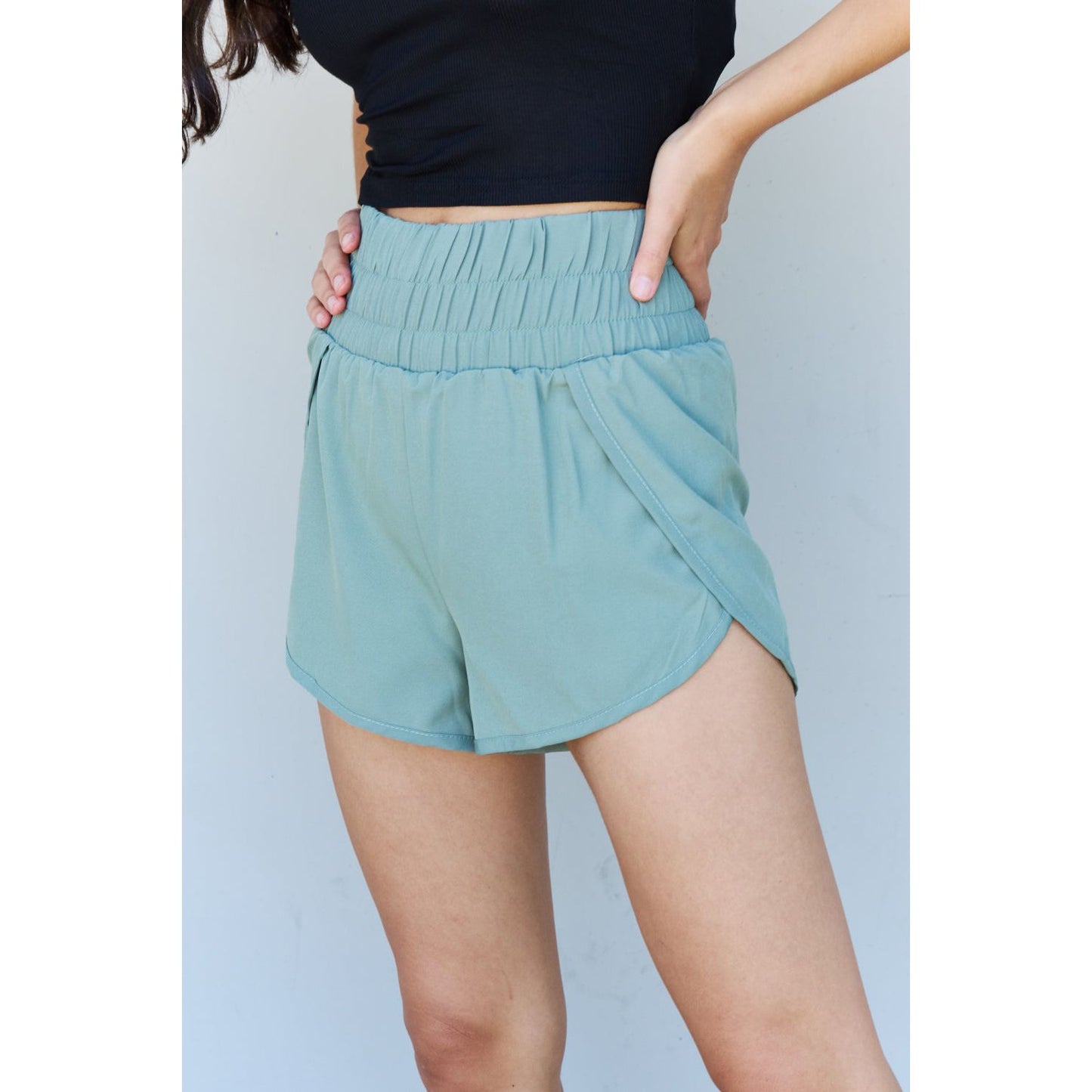 Ninexis Stay Active High Waistband Active Shorts in Pastel Blue