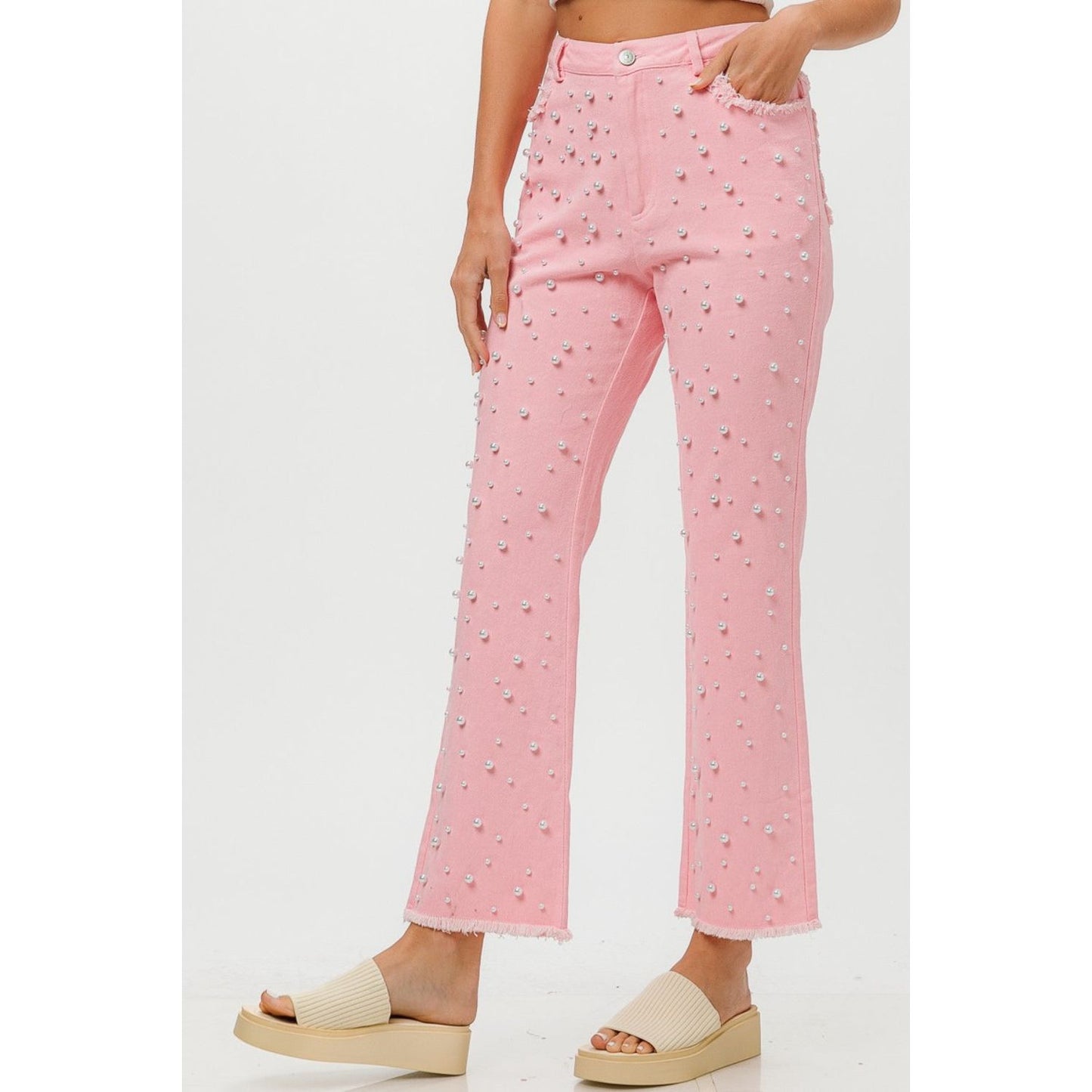 BiBi Washed Pearl Embellished Pants