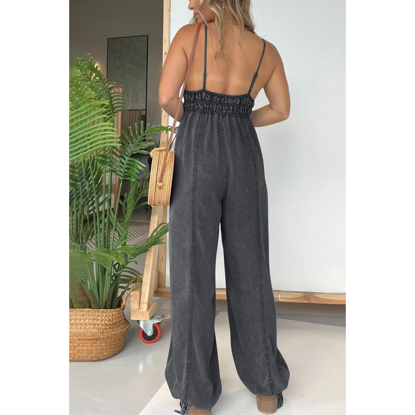 Full Size Spaghetti Strap Jumpsuit with Pockets