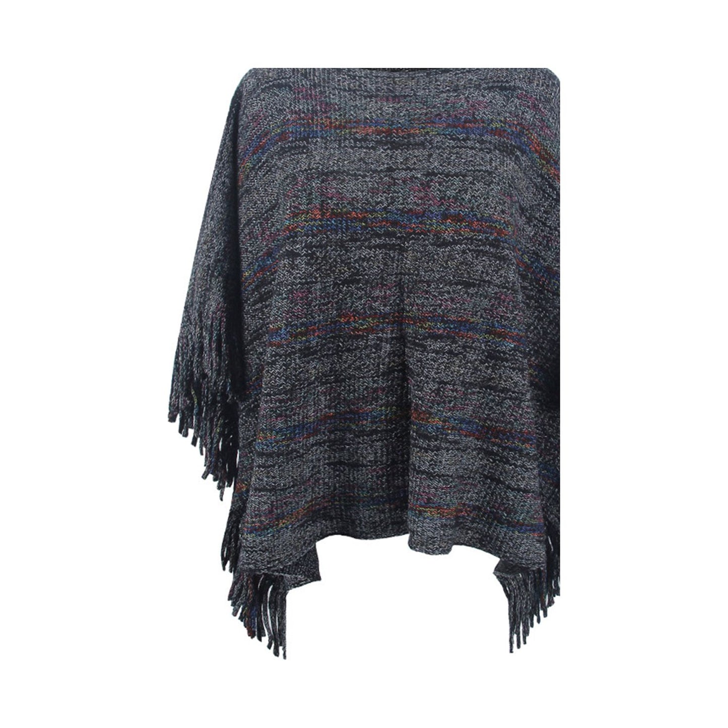 Round Neck Fringe Detail Sleeve Poncho