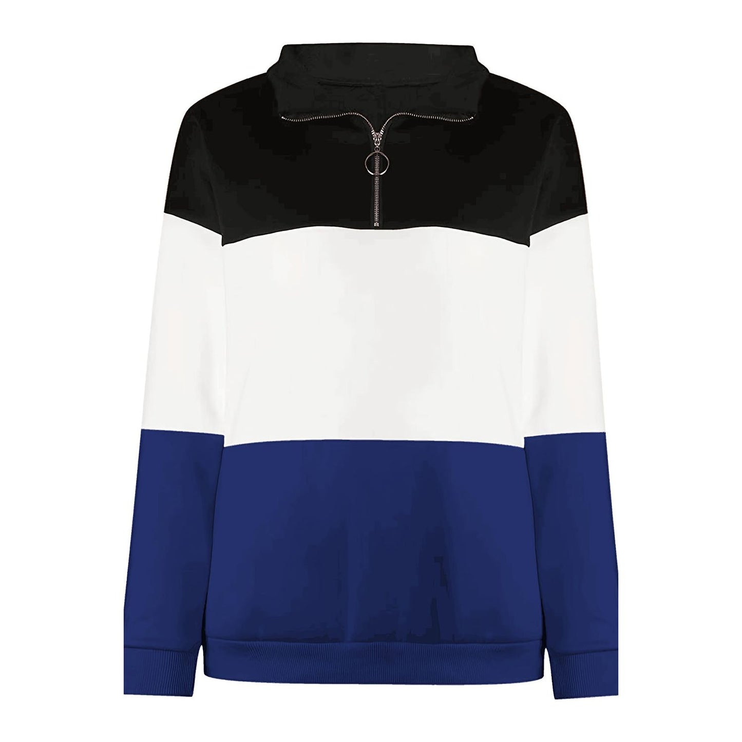 Full Size Color Block Quarter Zip Long Sleeve Sweatshirt