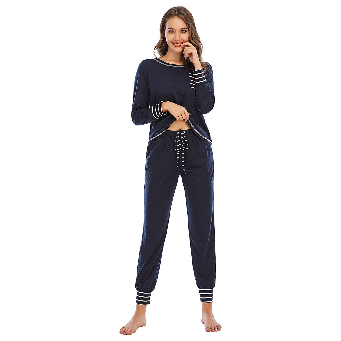 Round Neck Top and Pants Lounge Set