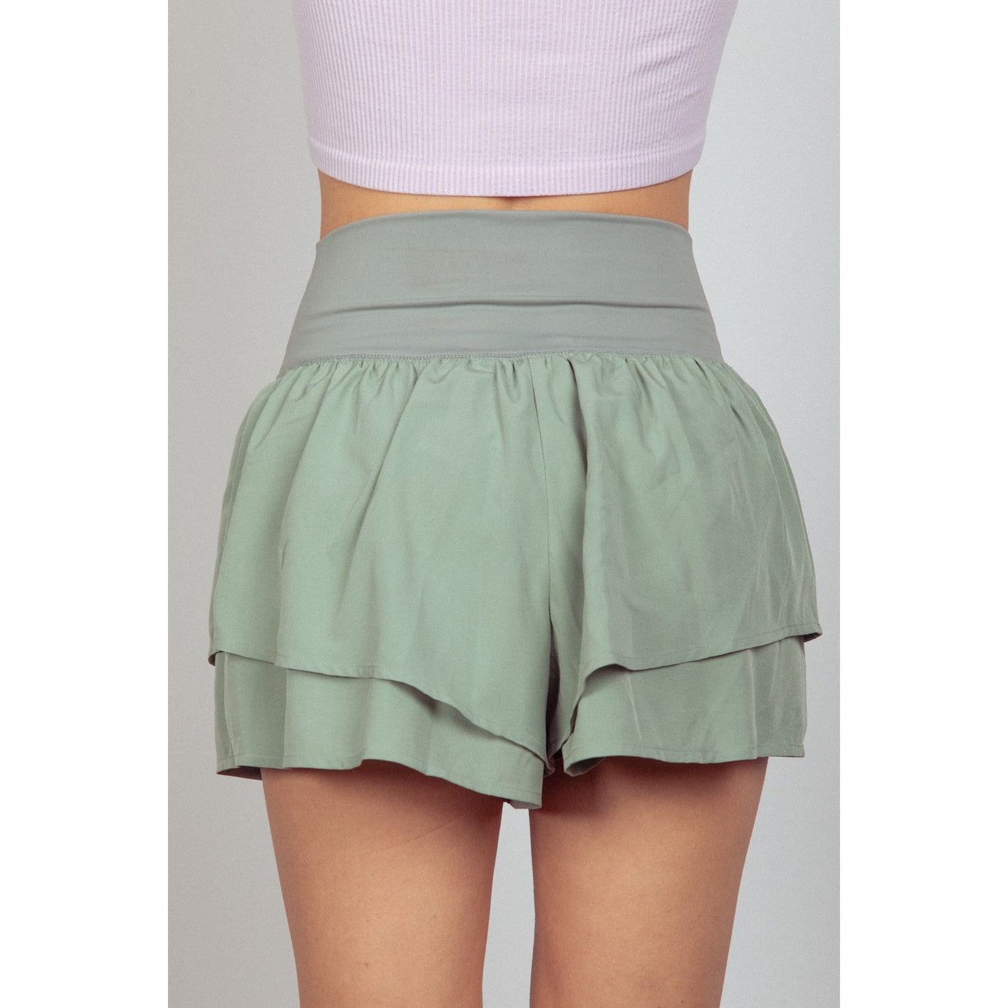 VERY J V-Shaped High Waist Layered Active Shorts