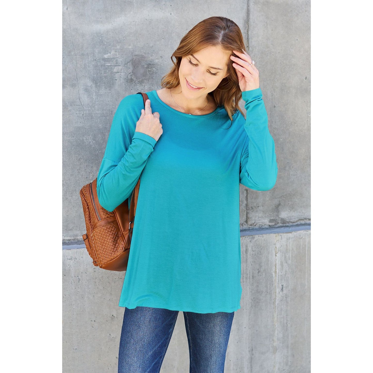 Basic Bae Full Size Round Neck Dropped Shoulder T-Shirt