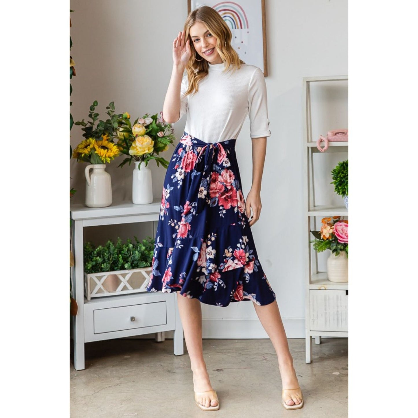 Reborn J Floral Wrap Ruffled Skirt